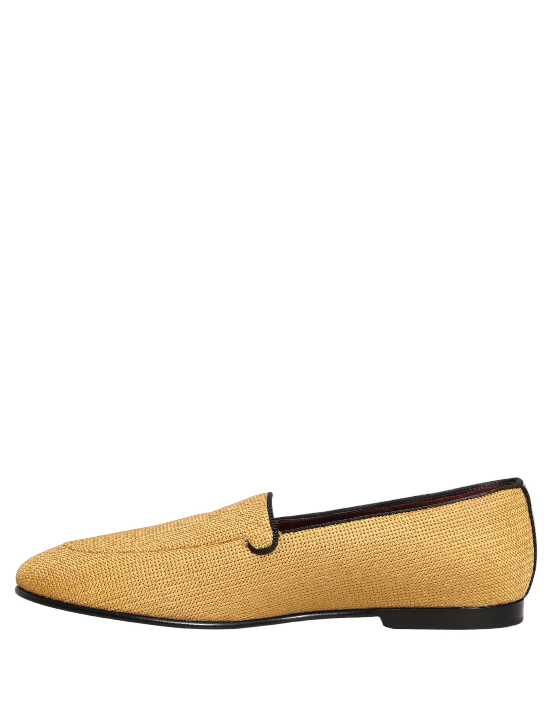 Dolce & Gabbana Yellow Woven Men Slip On Dress Loafers Shoes - 6