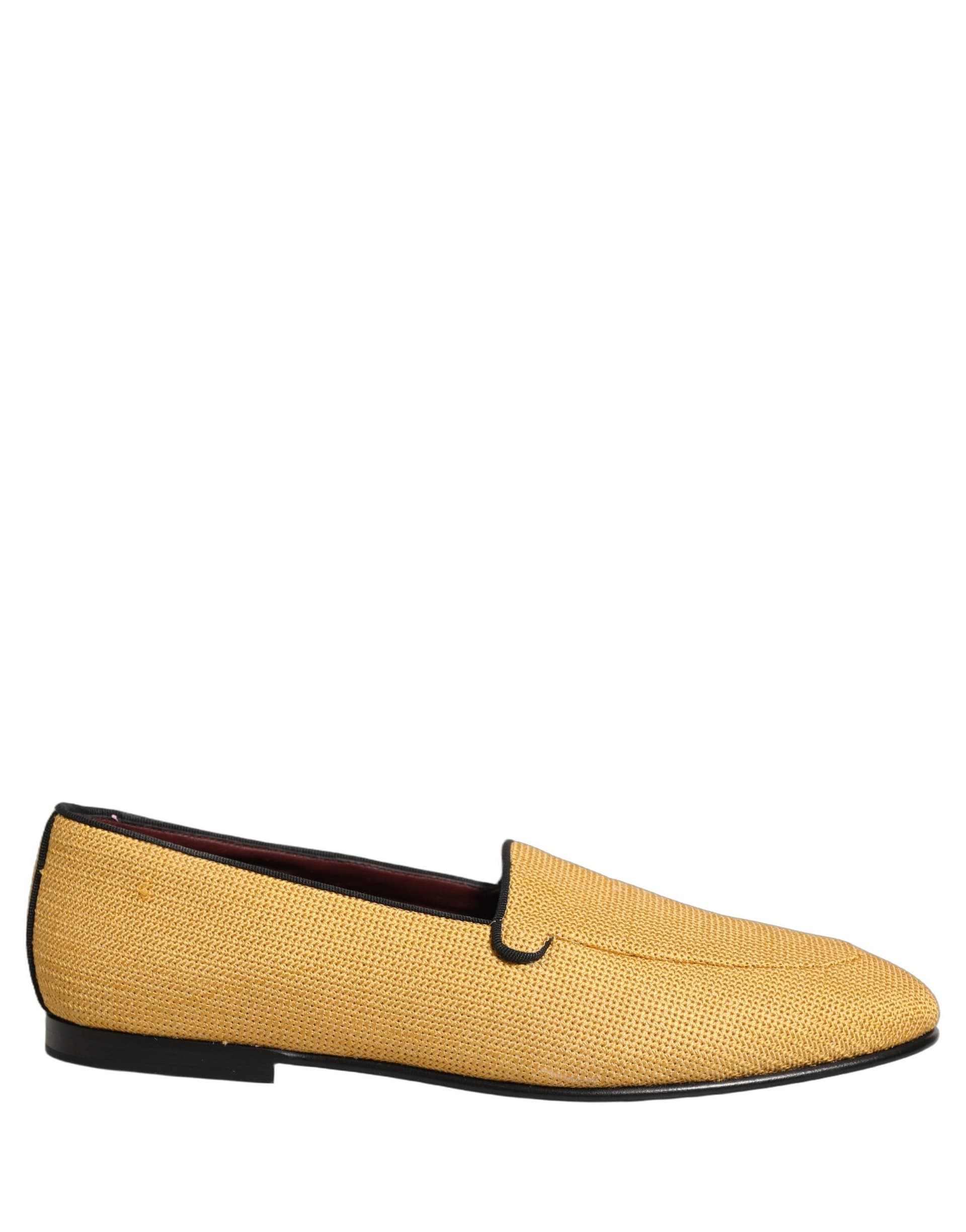 Dolce & Gabbana Yellow Woven Men Slip On Dress Loafers Shoes - 7