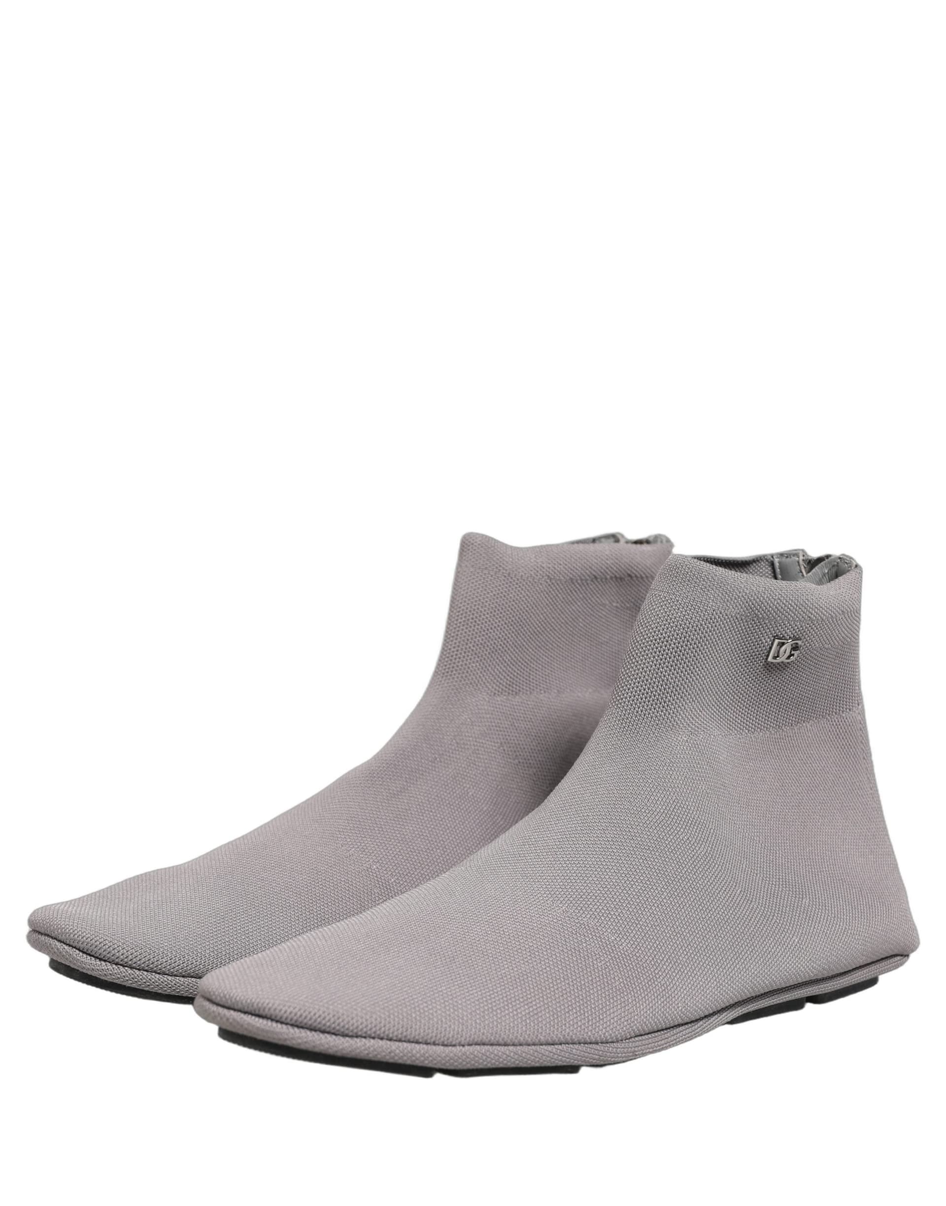 Dolce & Gabbana Gray Stretch Mesh Men Ankle Boots Shoes - 4