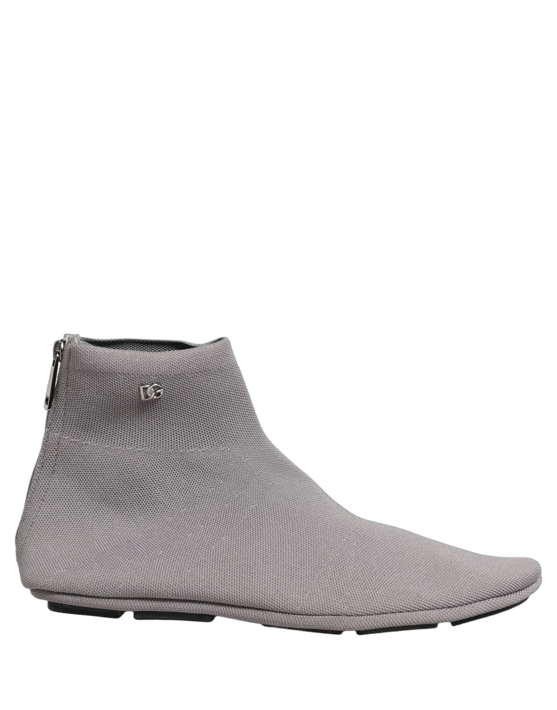 Dolce & Gabbana Gray Stretch Mesh Men Ankle Boots Shoes - 7