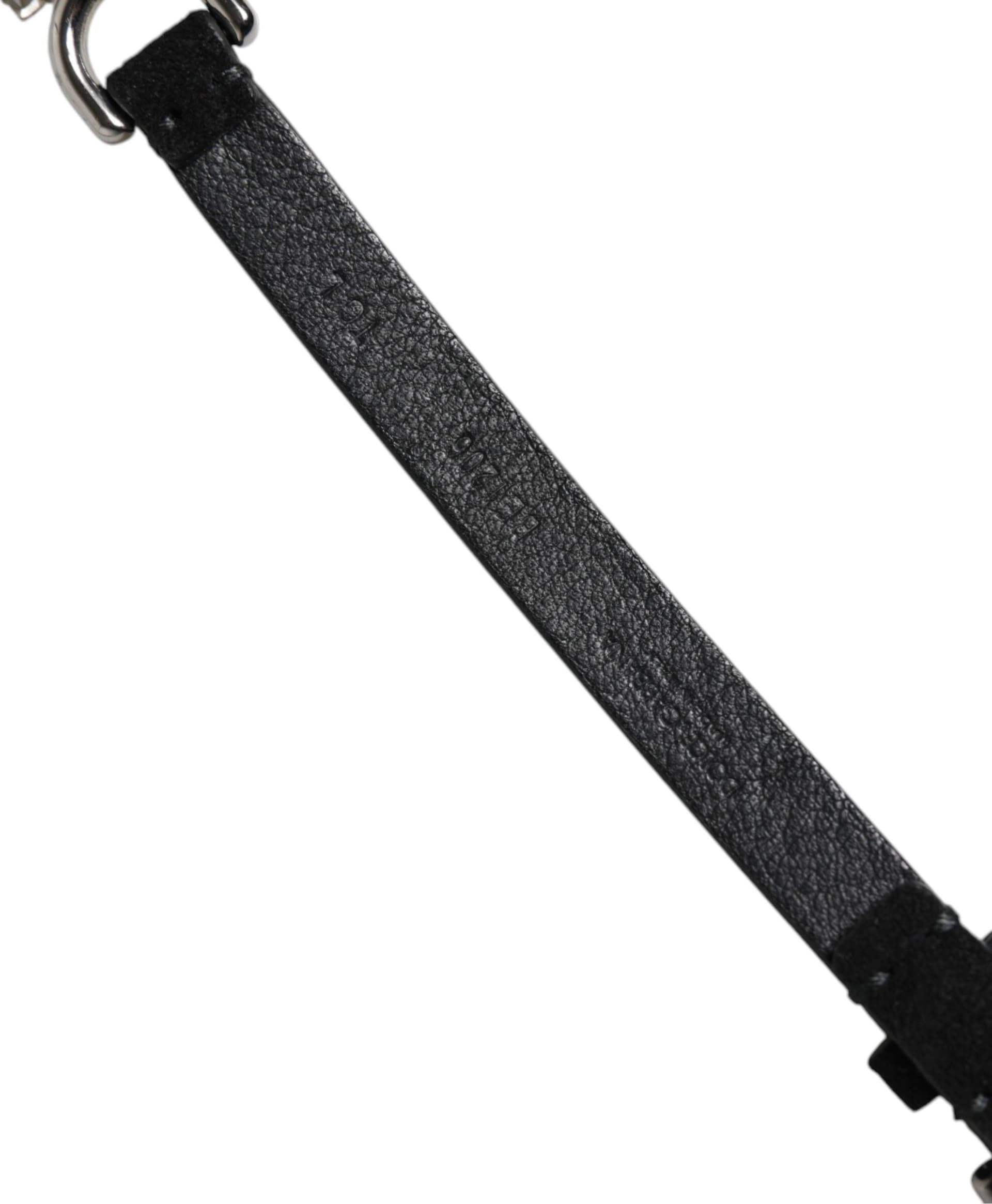 Dolce & Gabbana Black Leather Daisy Crystal Embellish Waist Belt - 6