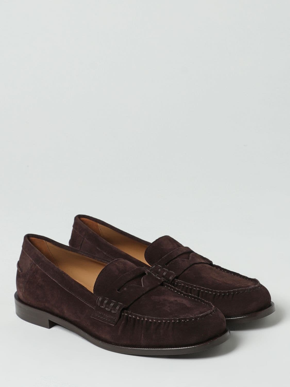 Emporio Armani Brown Suede Leather Slip-On Loafers - 2