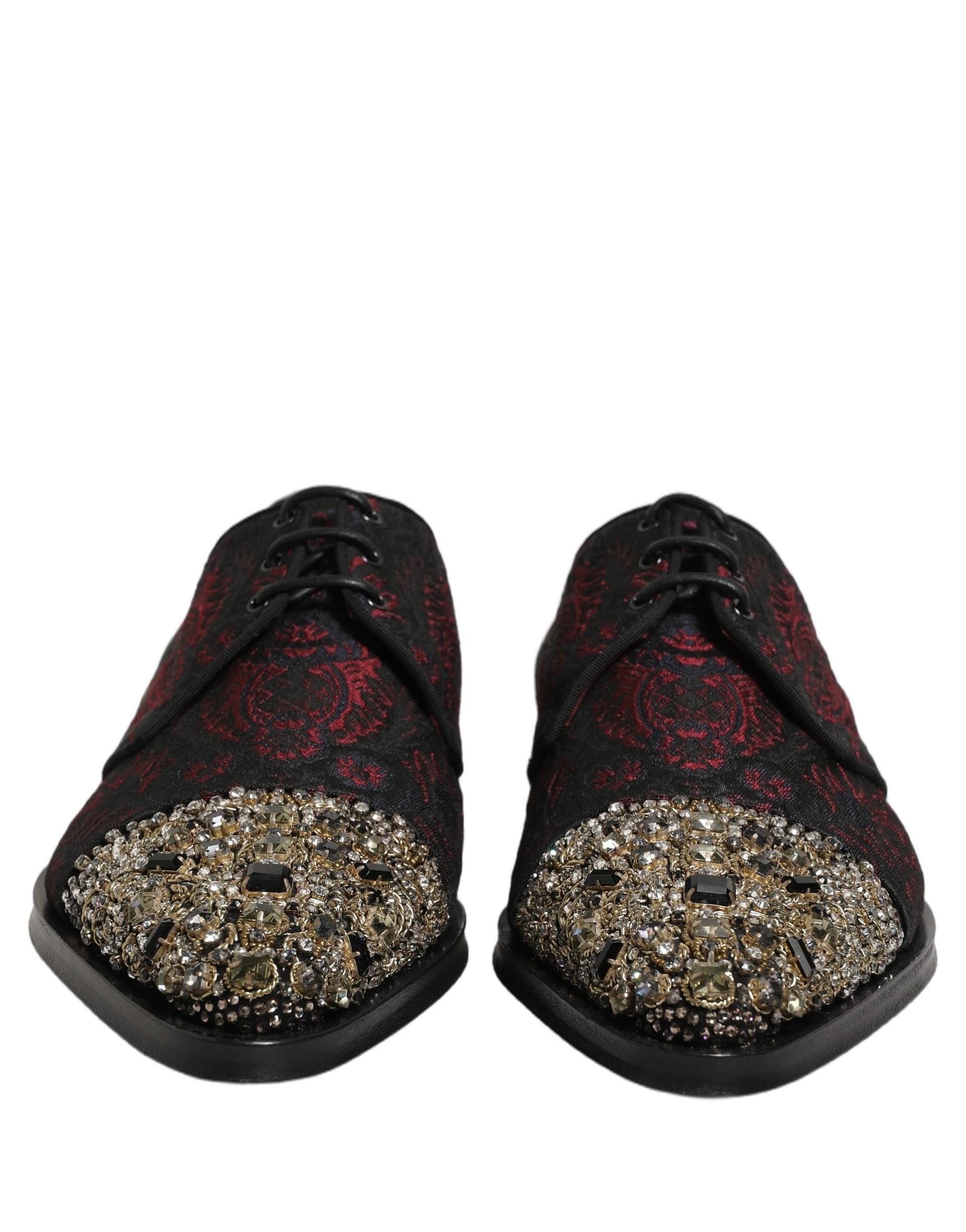 Dolce & Gabbana Black Red Embellished Derby Dress Formal Shoes - 2
