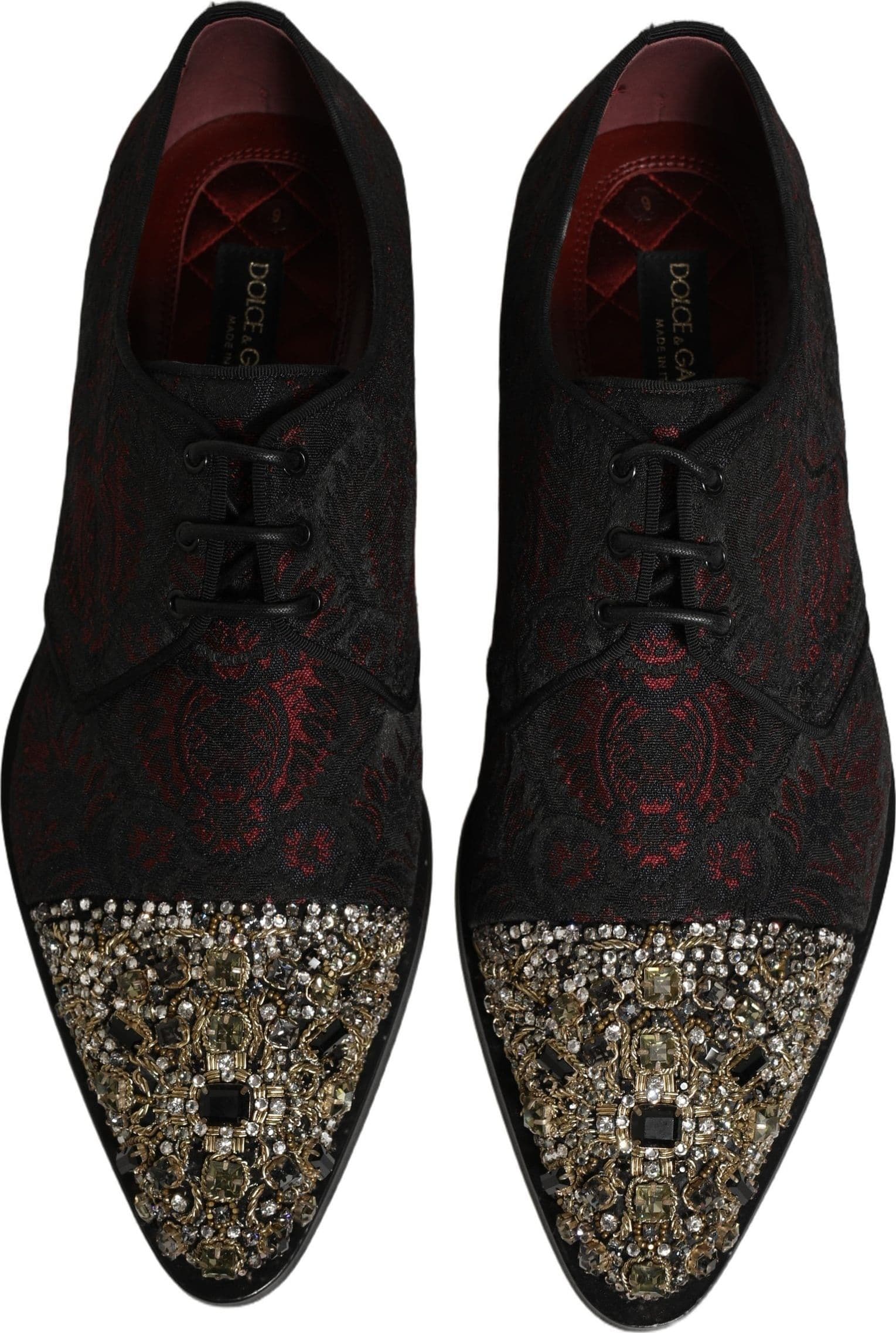 Dolce & Gabbana Black Red Embellished Derby Dress Formal Shoes - 3
