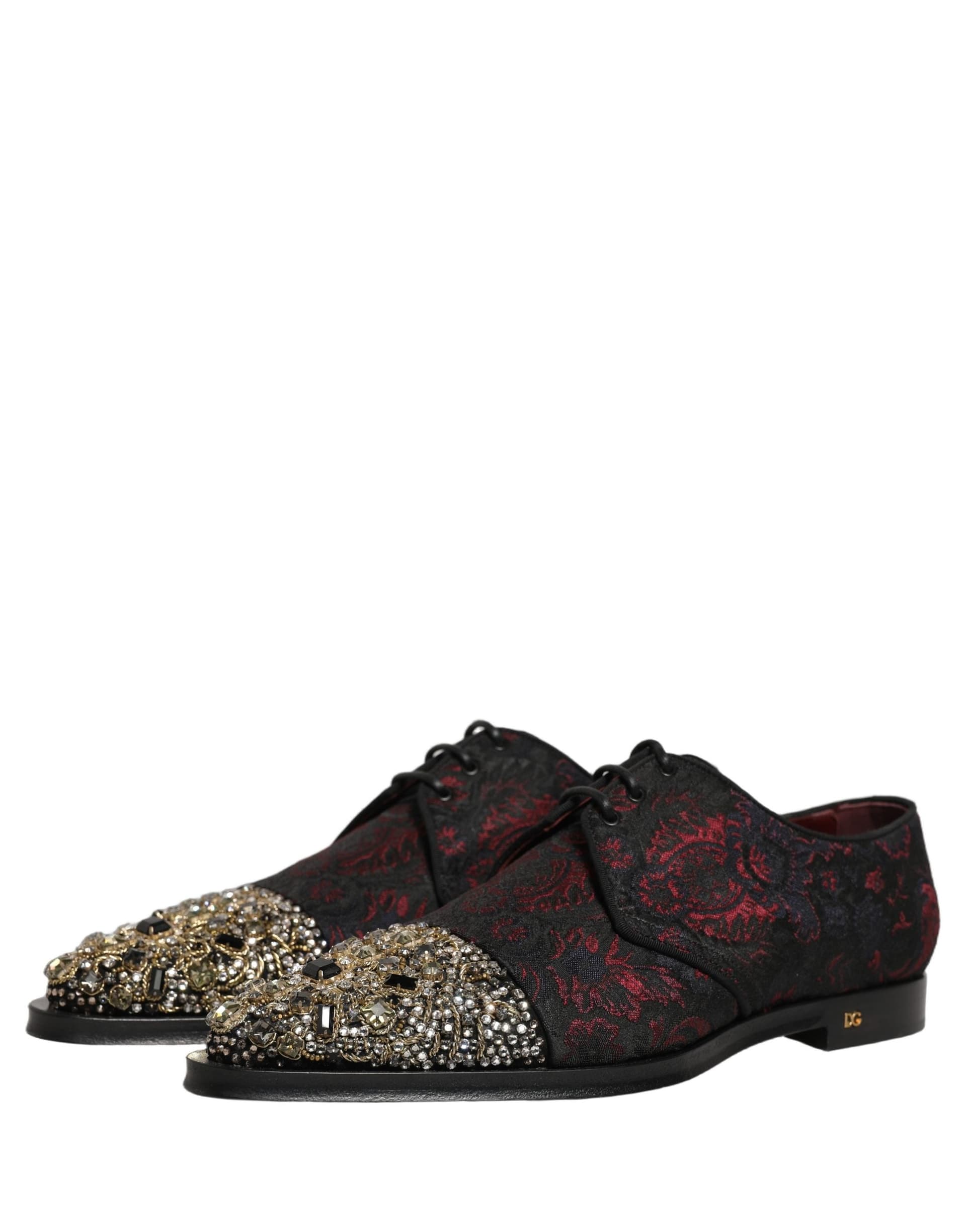 Dolce & Gabbana Black Red Embellished Derby Dress Formal Shoes - 4