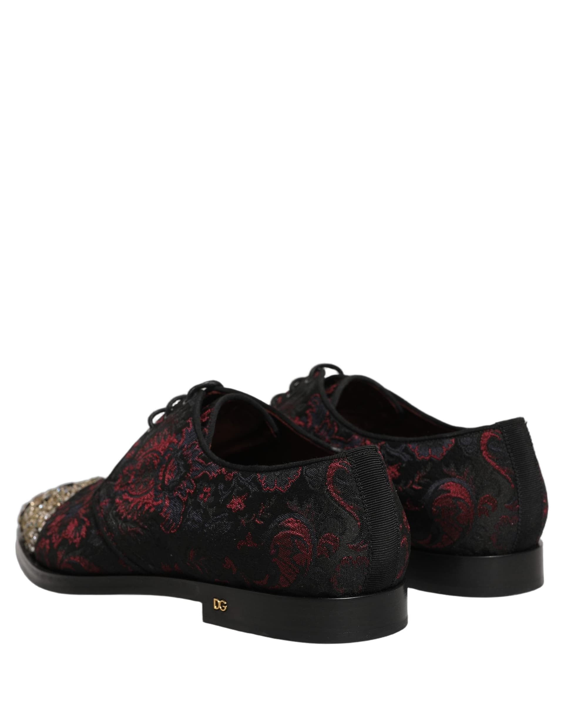 Dolce & Gabbana Black Red Embellished Derby Dress Formal Shoes - 5