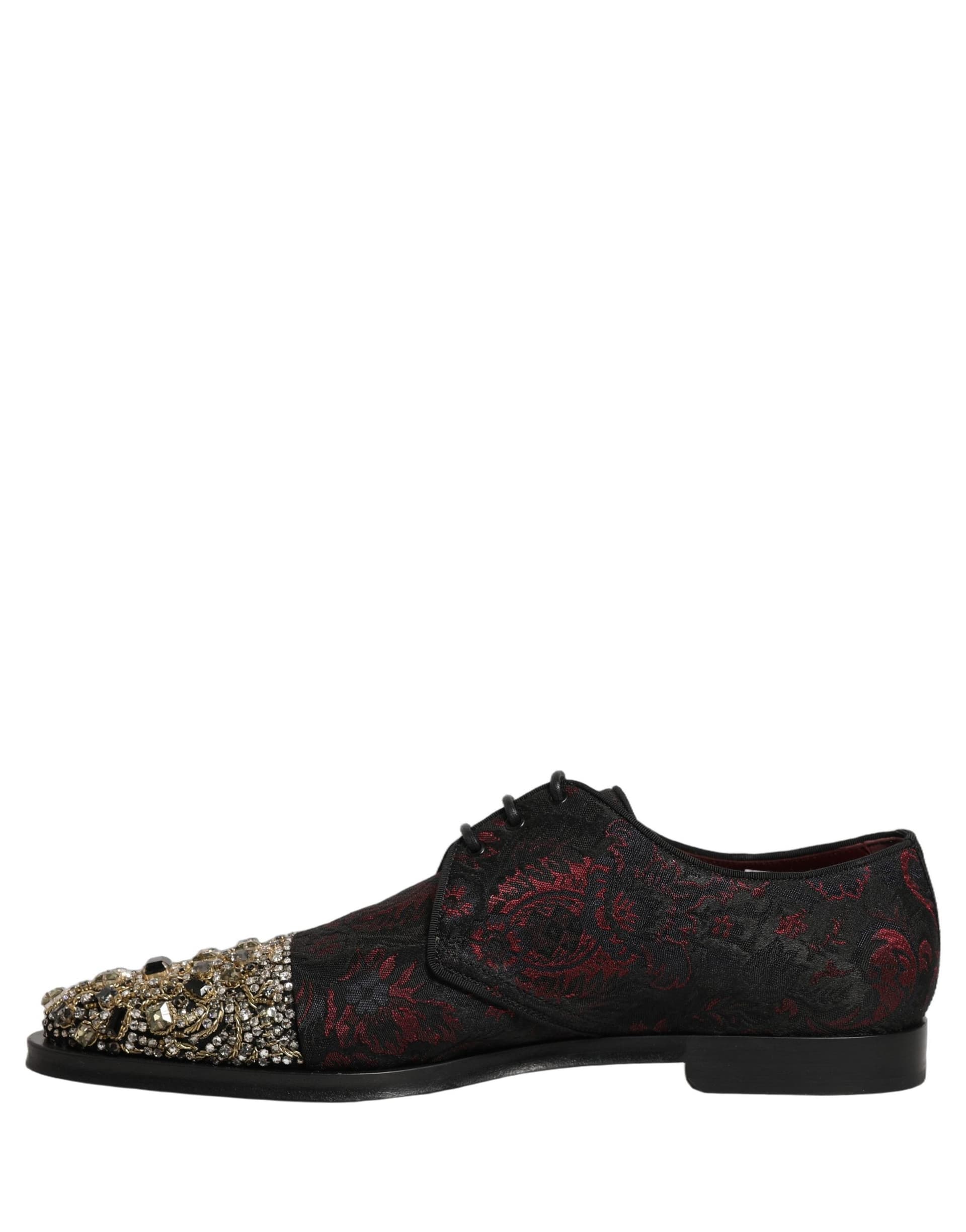 Dolce & Gabbana Black Red Embellished Derby Dress Formal Shoes - 6