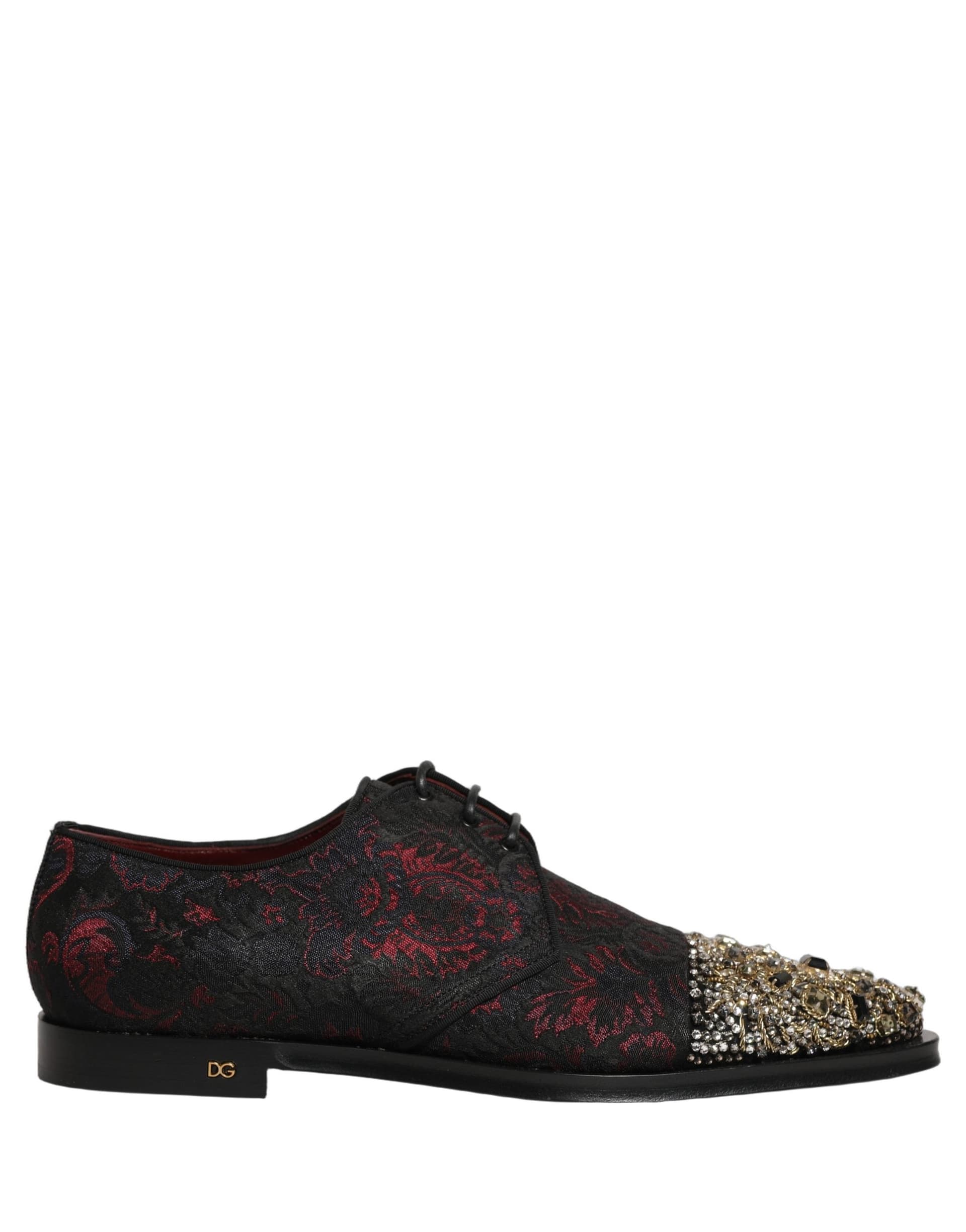 Dolce & Gabbana Black Red Embellished Derby Dress Formal Shoes - 8