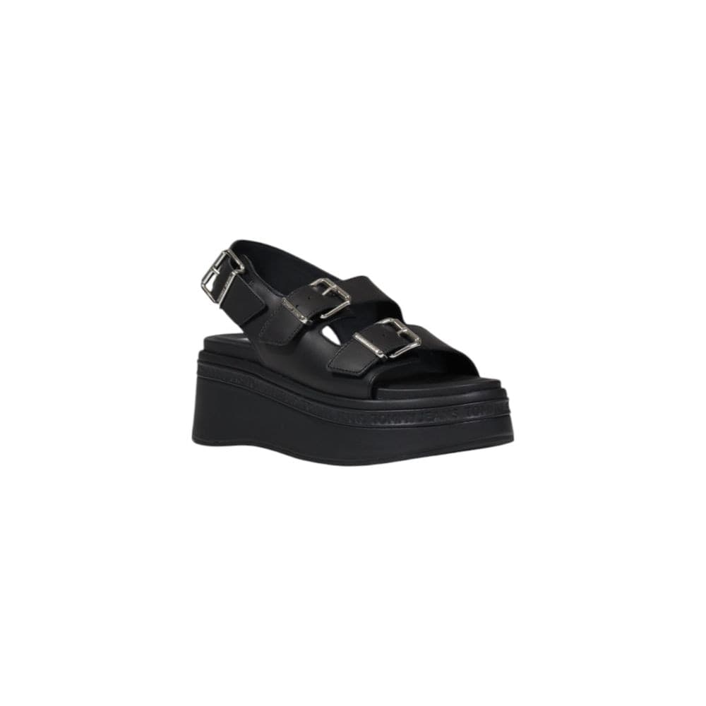 Tommy Hilfiger Jeans Black Leather Platform Sandals - 2