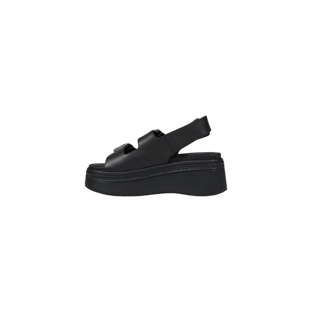 Tommy Hilfiger Jeans Black Leather Platform Sandals - 3