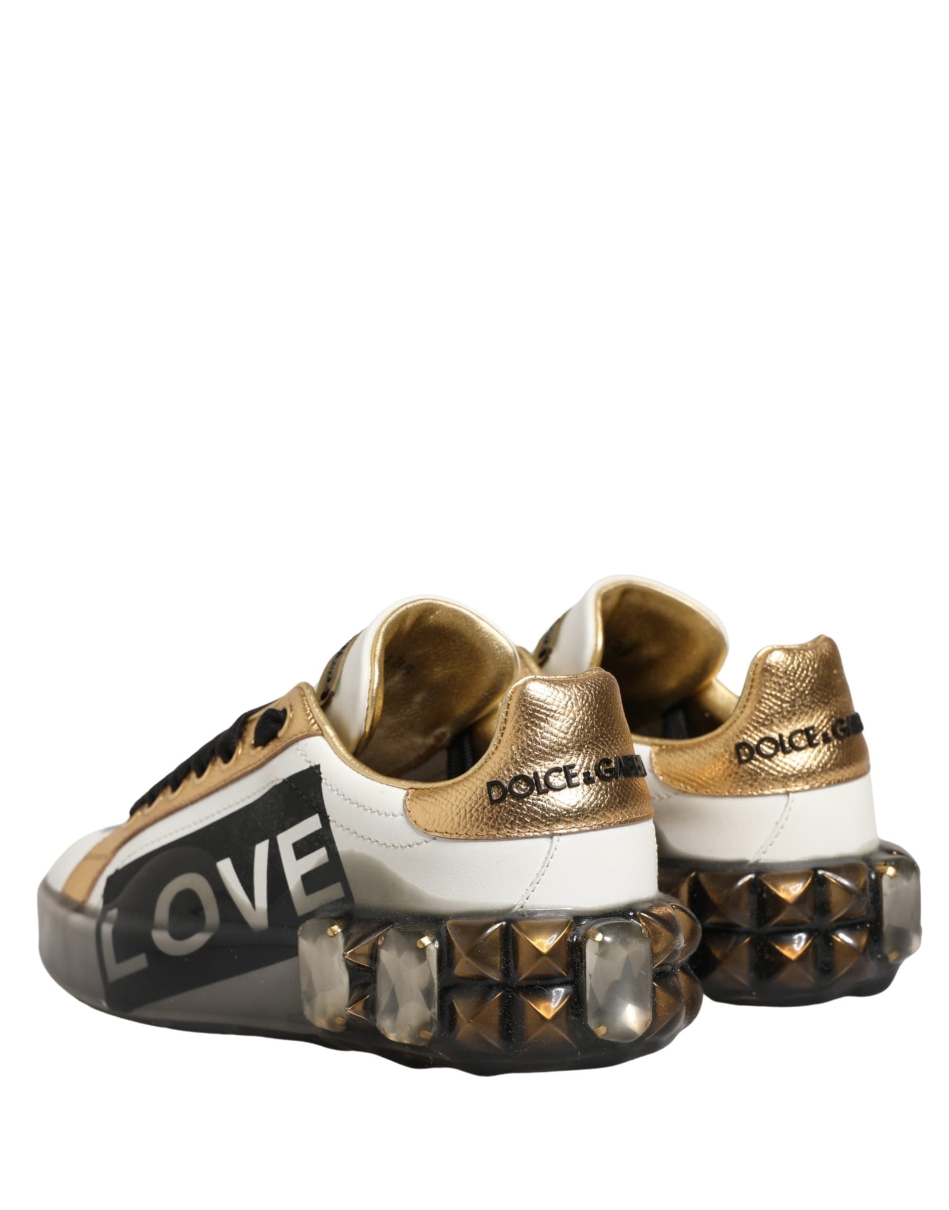 Dolce & Gabbana Multicolor Crystal StuddedLOVE Sneakers Shoes - 2