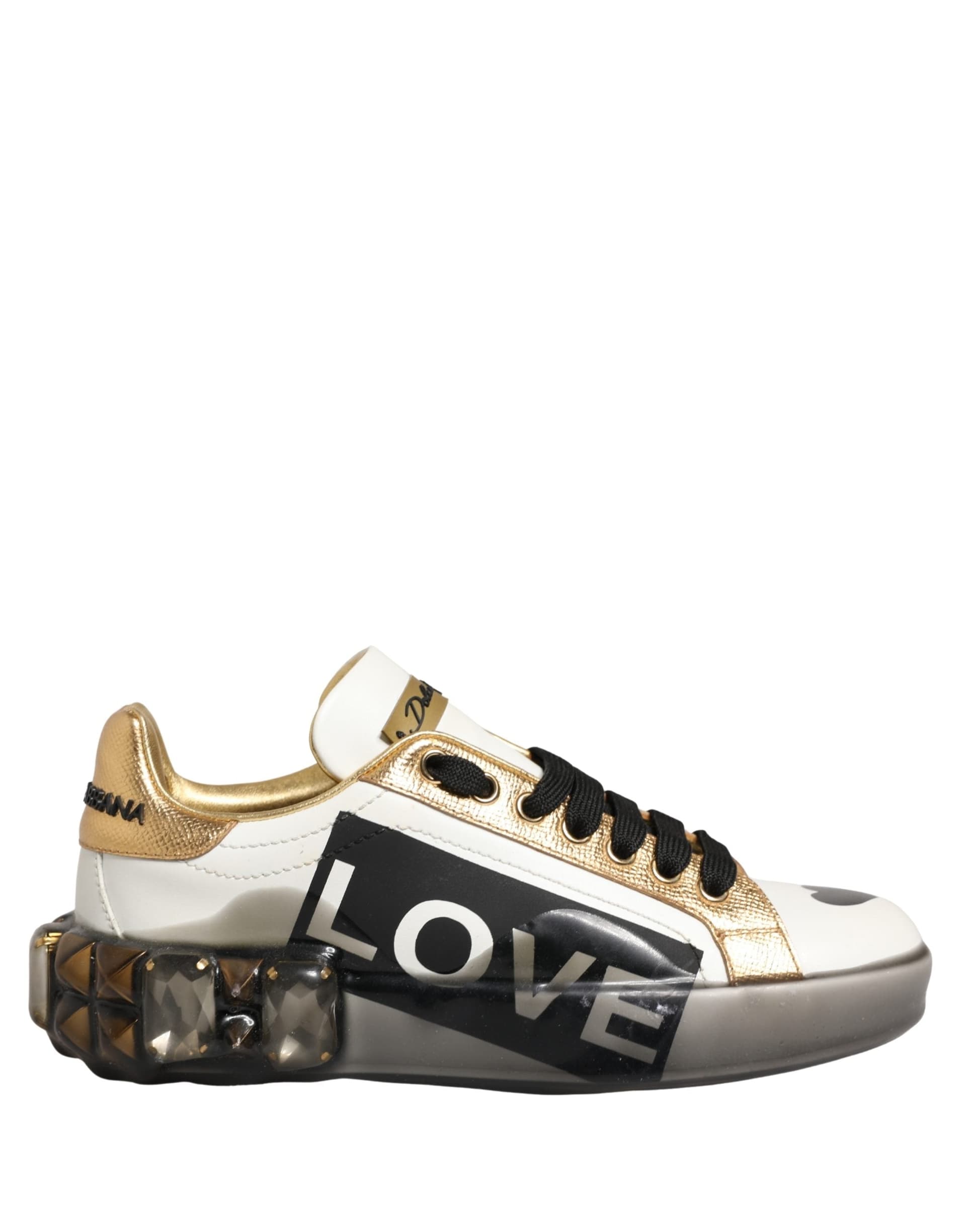 Dolce & Gabbana Multicolor Crystal StuddedLOVE Sneakers Shoes - 4