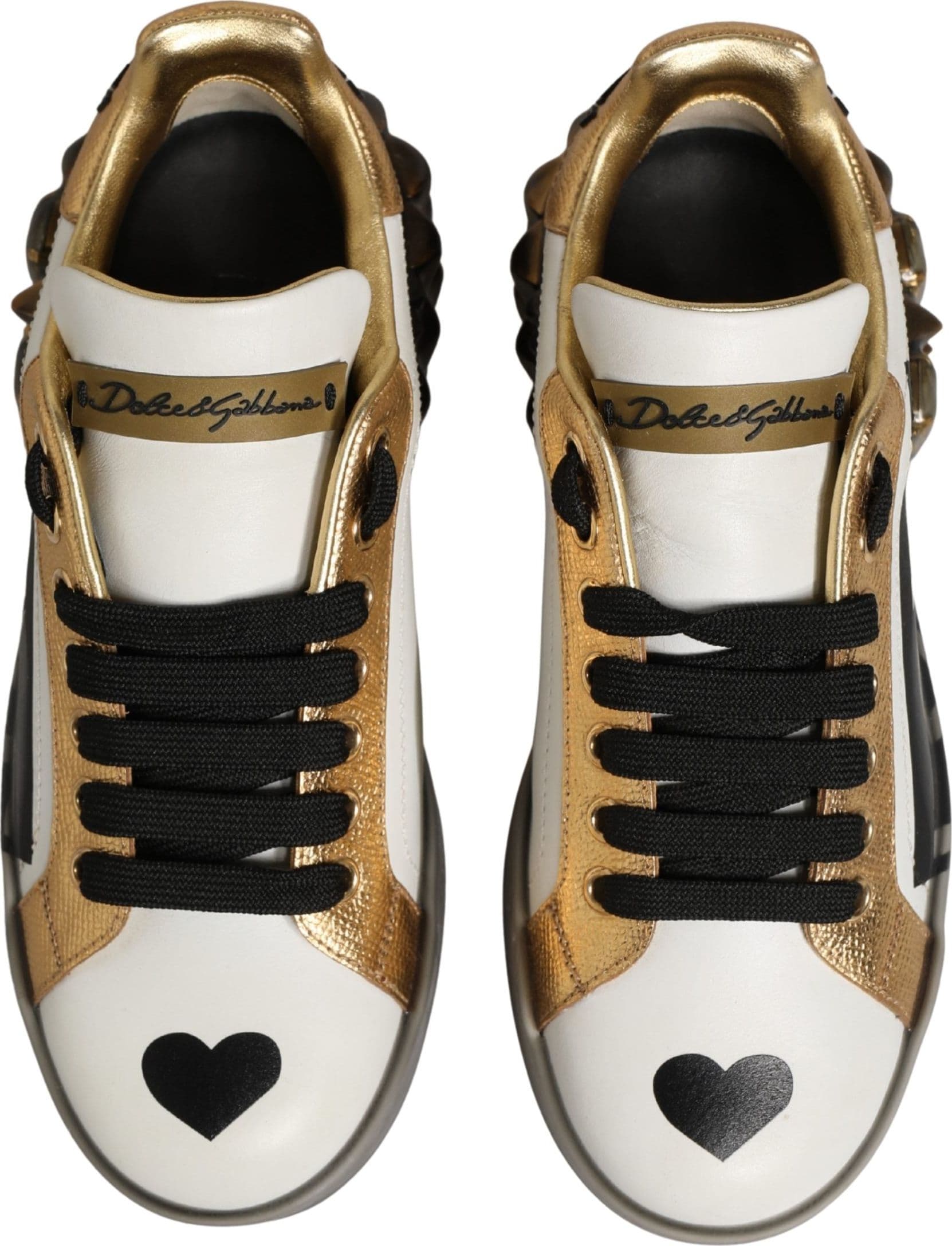Dolce & Gabbana Multicolor Crystal StuddedLOVE Sneakers Shoes - 8