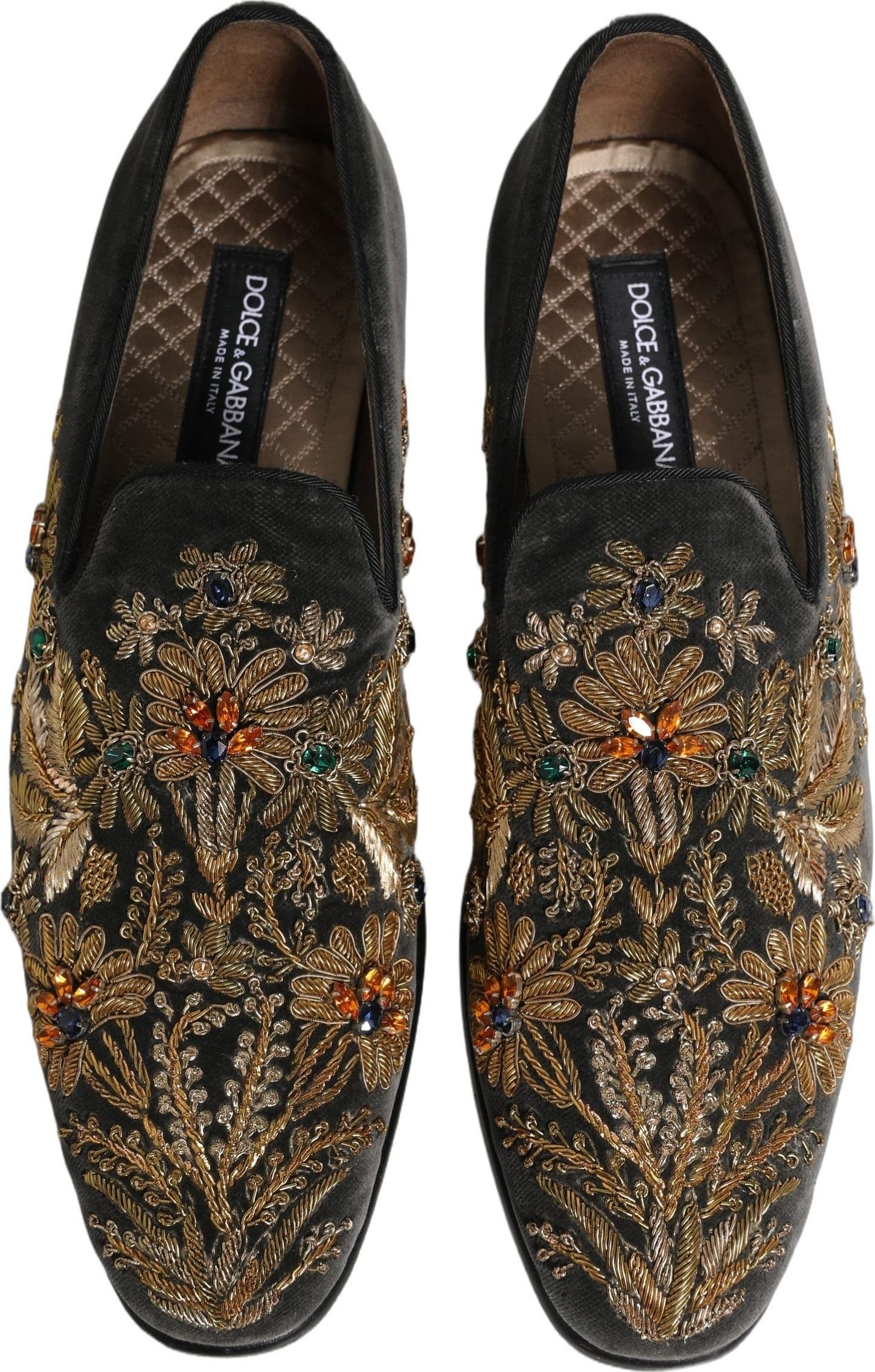 Dolce & Gabbana Black Velvet Embellished Dress Loafers Shoes - 3