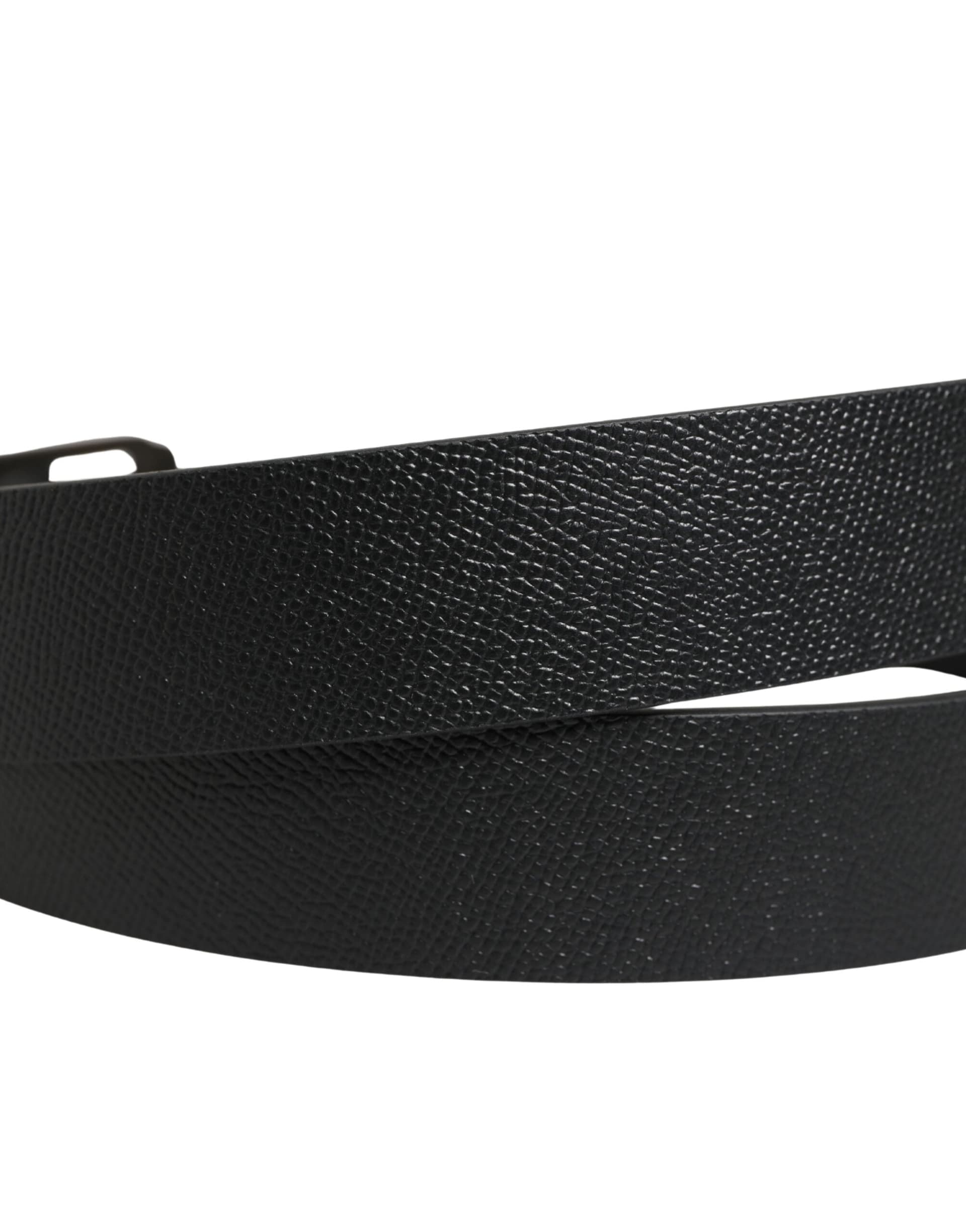 Dolce & Gabbana Black Calf Leather Gold Metal Buckle  Belt - 7
