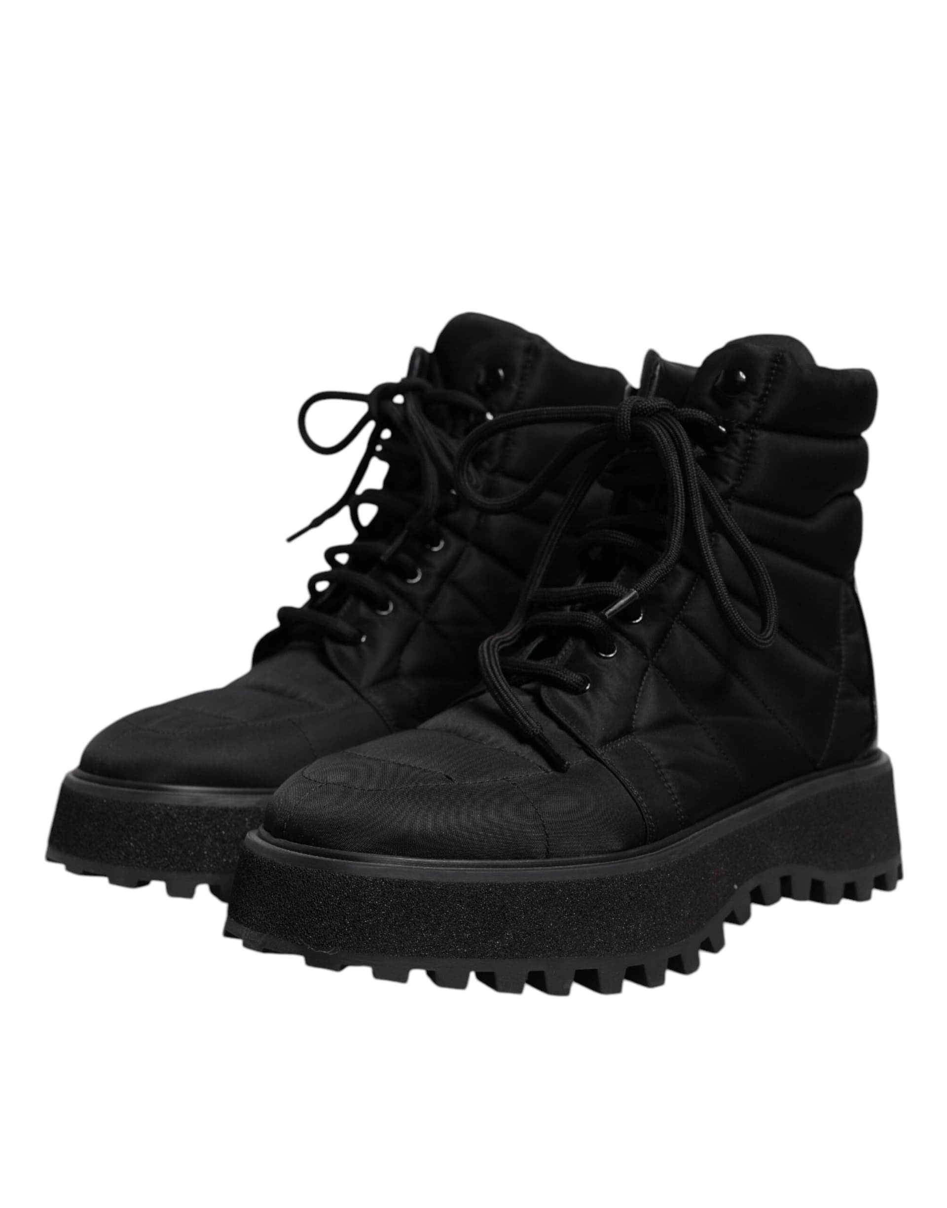 Dolce & Gabbana Black Padded Mid Calf Lace Up Boots Shoes - 2