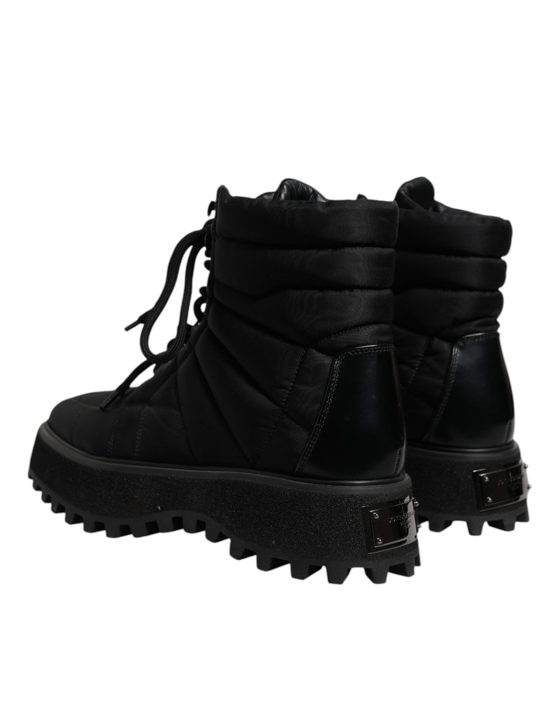 Dolce & Gabbana Black Padded Mid Calf Lace Up Boots Shoes - 3