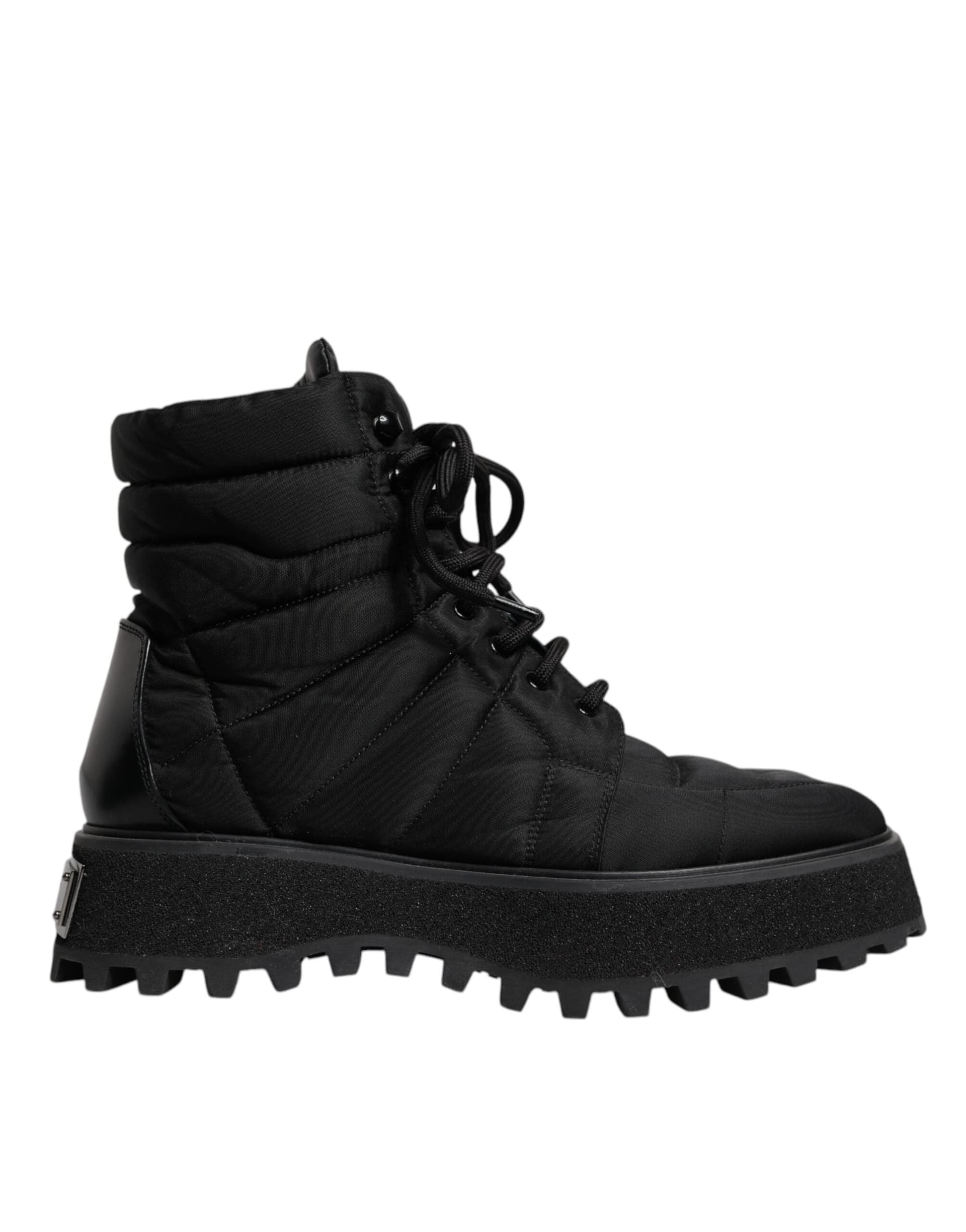 Dolce & Gabbana Black Padded Mid Calf Lace Up Boots Shoes - 5