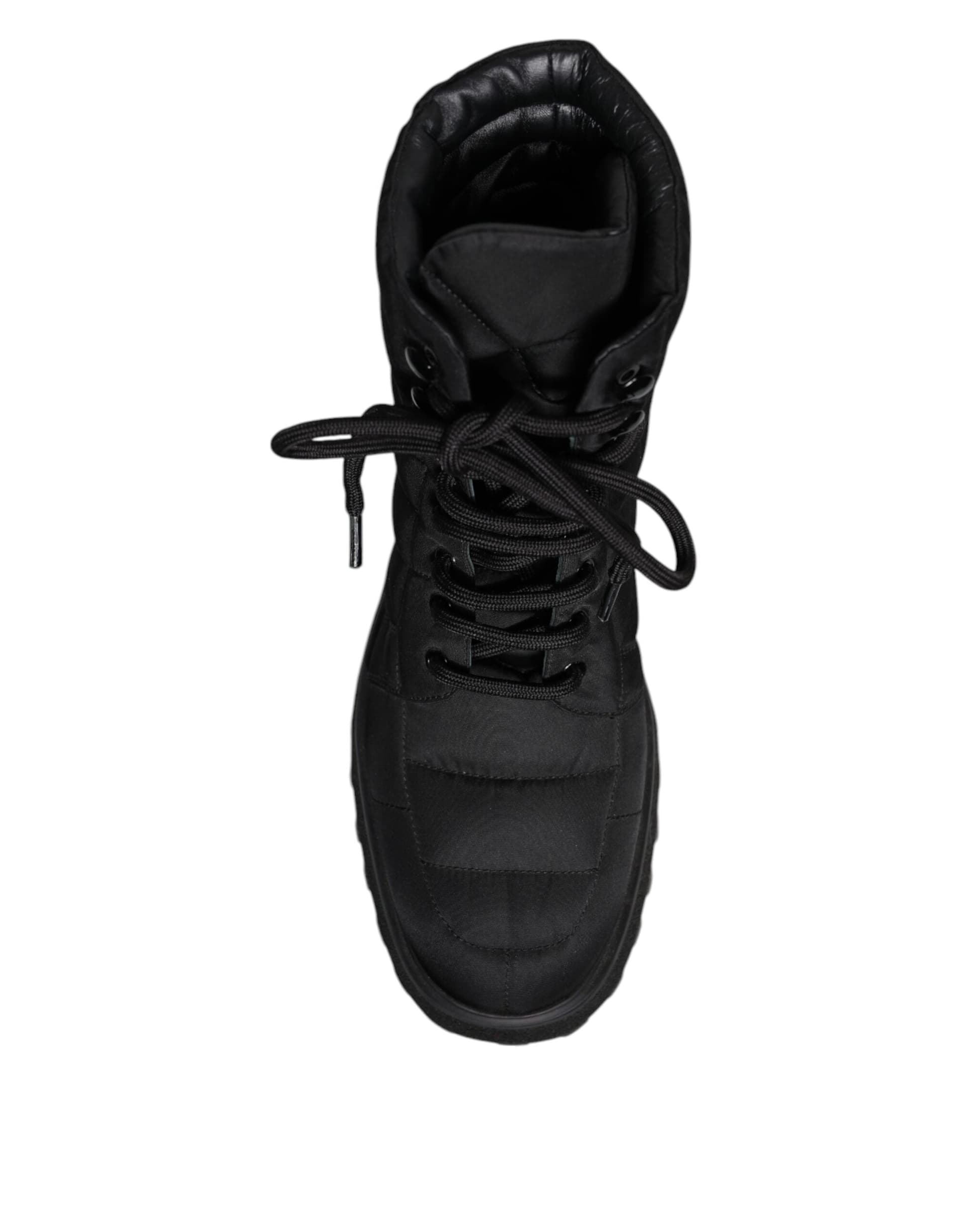 Dolce & Gabbana Black Padded Mid Calf Lace Up Boots Shoes - 8
