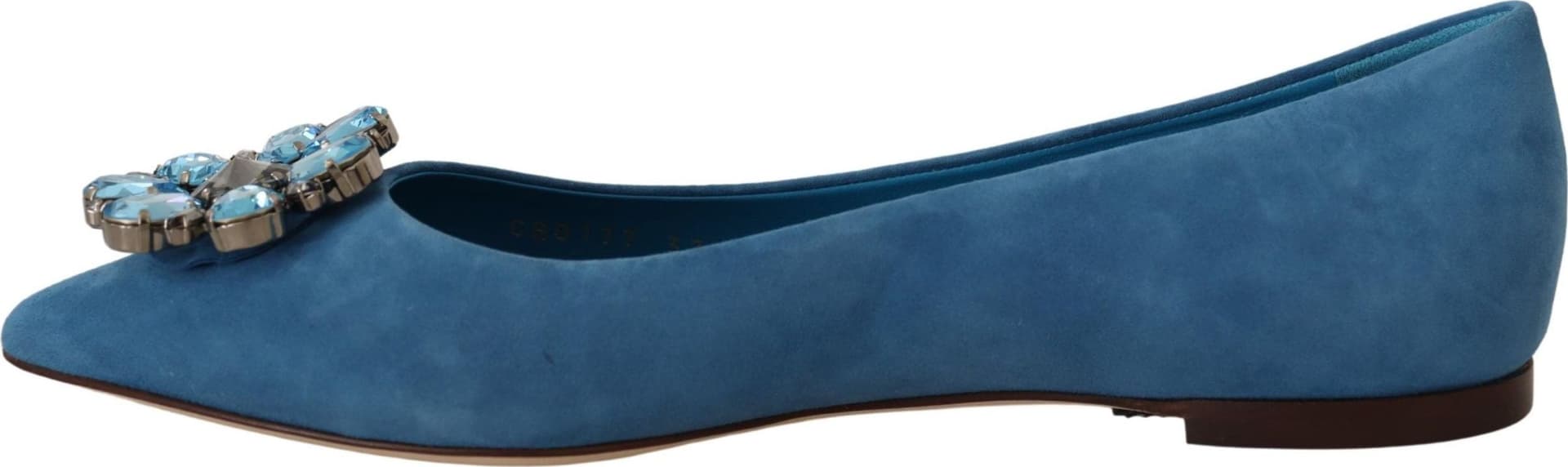 Dolce & Gabbana Blue Suede Crystals Loafers Flats Shoes - 2