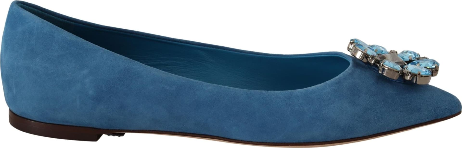 Dolce & Gabbana Blue Suede Crystals Loafers Flats Shoes - 3