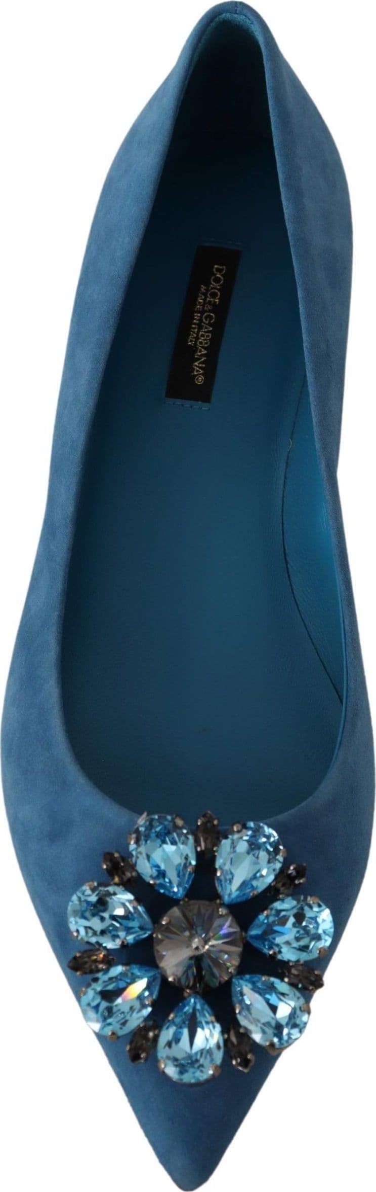 Dolce & Gabbana Blue Suede Crystals Loafers Flats Shoes - 5