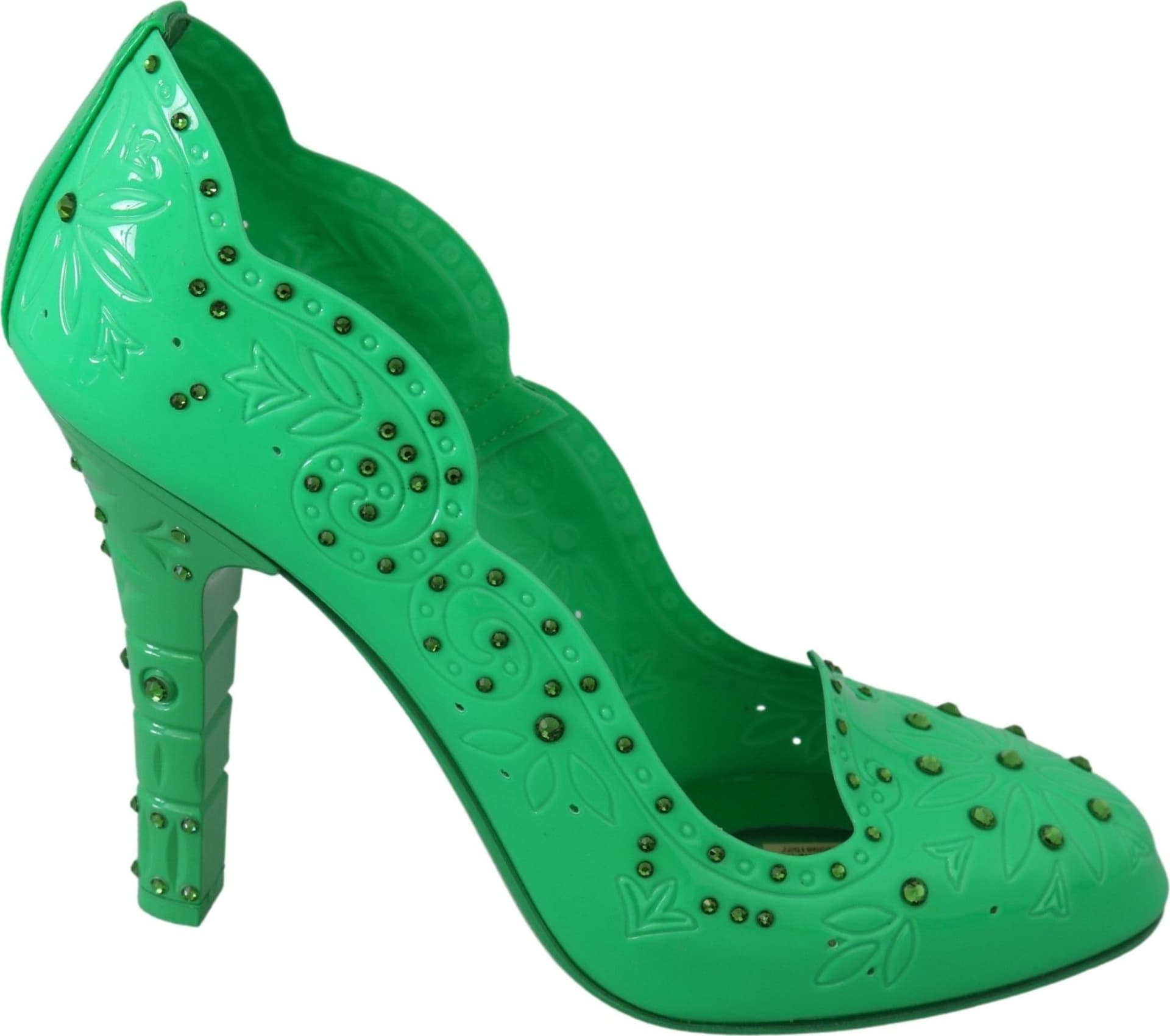 Dolce & Gabbana Green Crystal Floral CINDERELLA Heels Shoes - 5