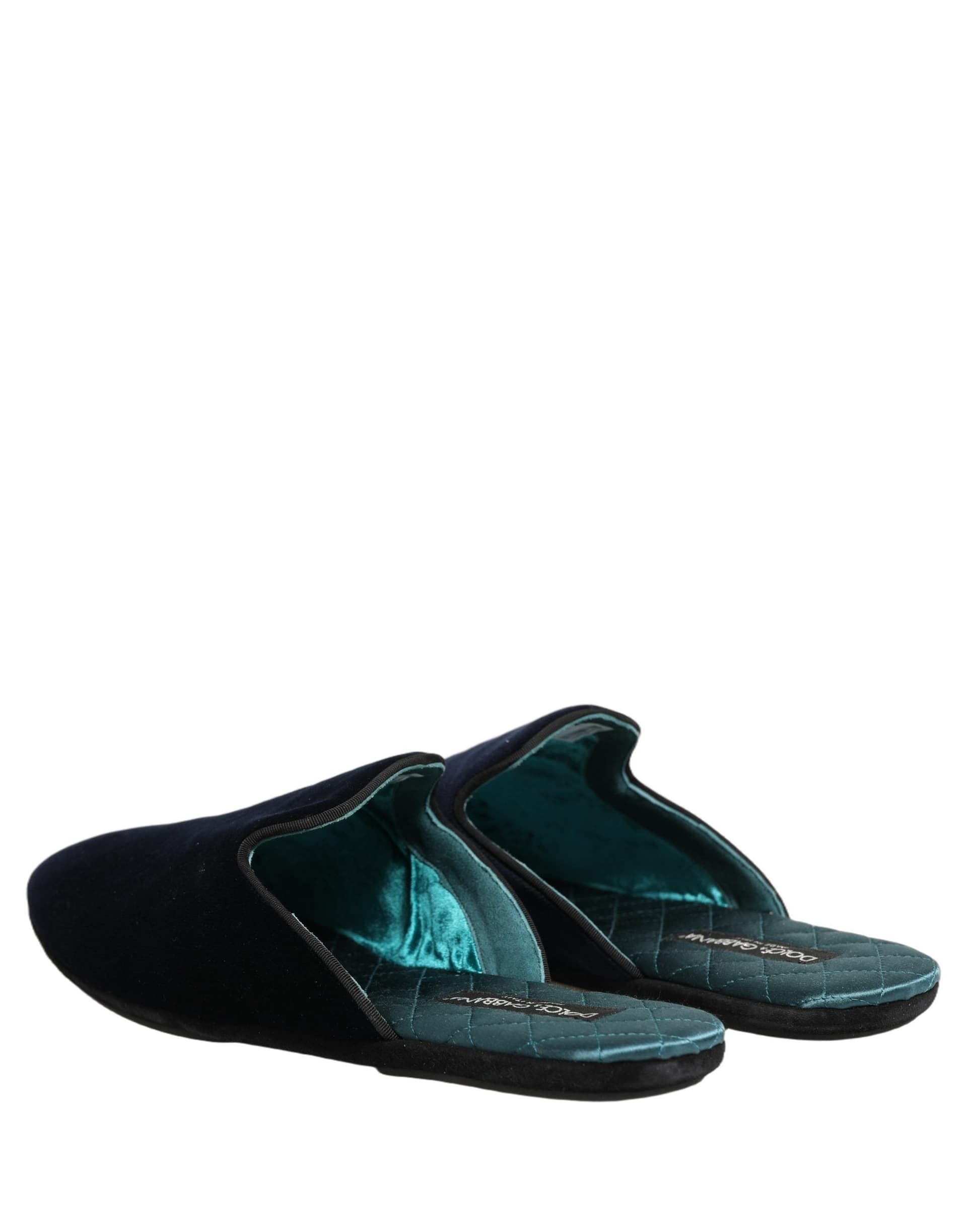 Dolce & Gabbana Dark Blue Suede Slides Flat Slipper Men Shoes - 3