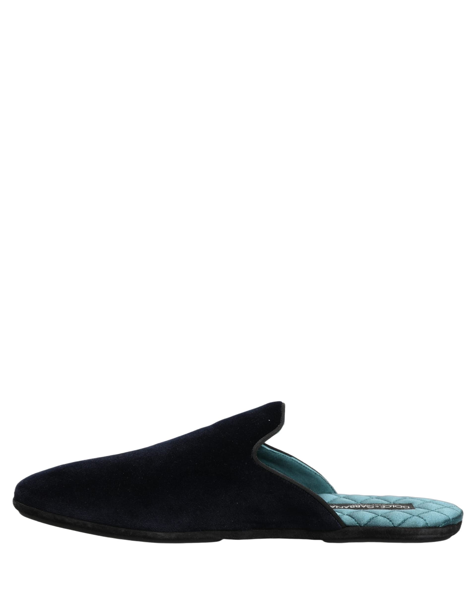 Dolce & Gabbana Dark Blue Suede Slides Flat Slipper Men Shoes - 4