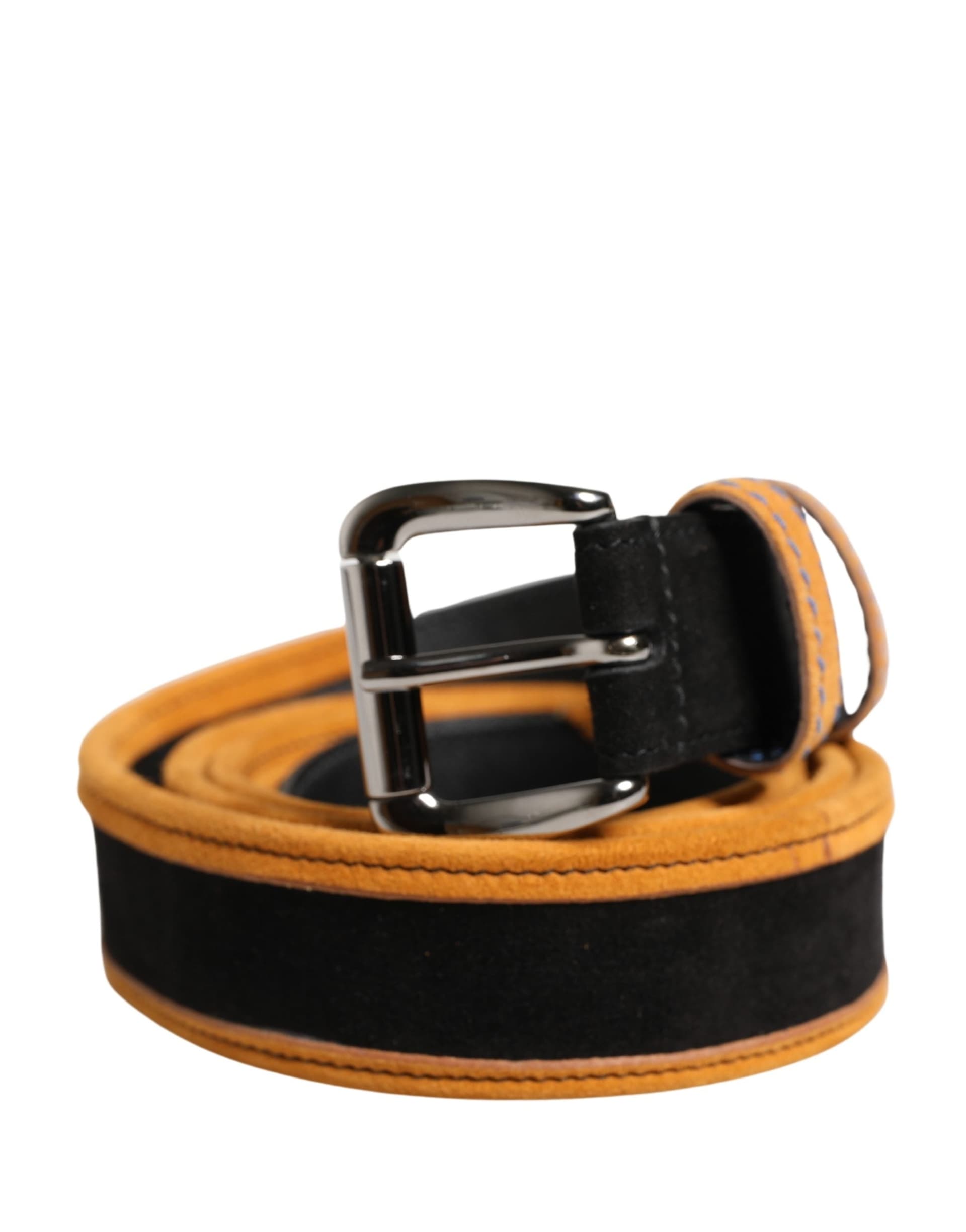 Dolce & Gabbana Men Black Orange Polyester Metal Buckle Belt - 2