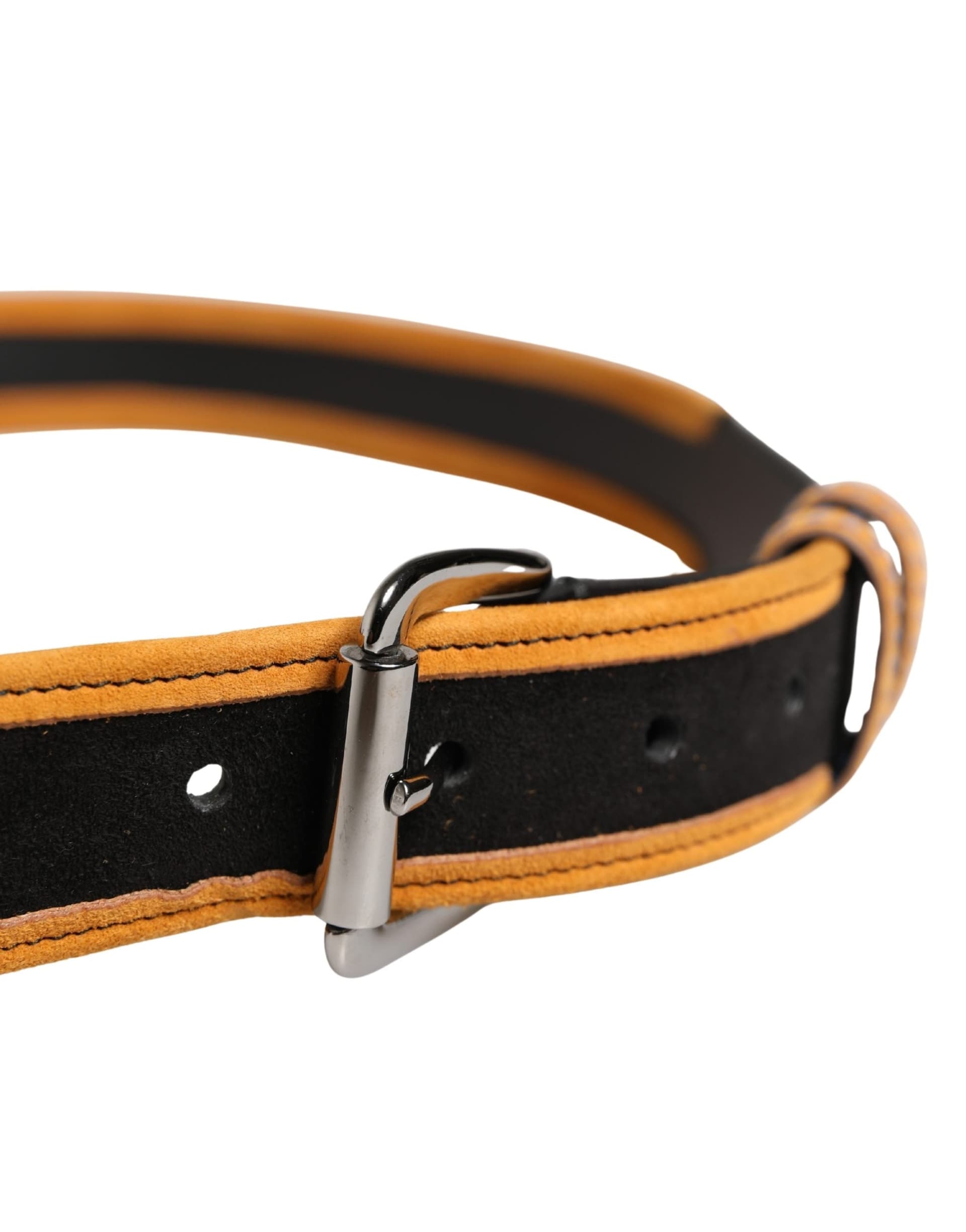 Dolce & Gabbana Men Black Orange Polyester Metal Buckle Belt - 4