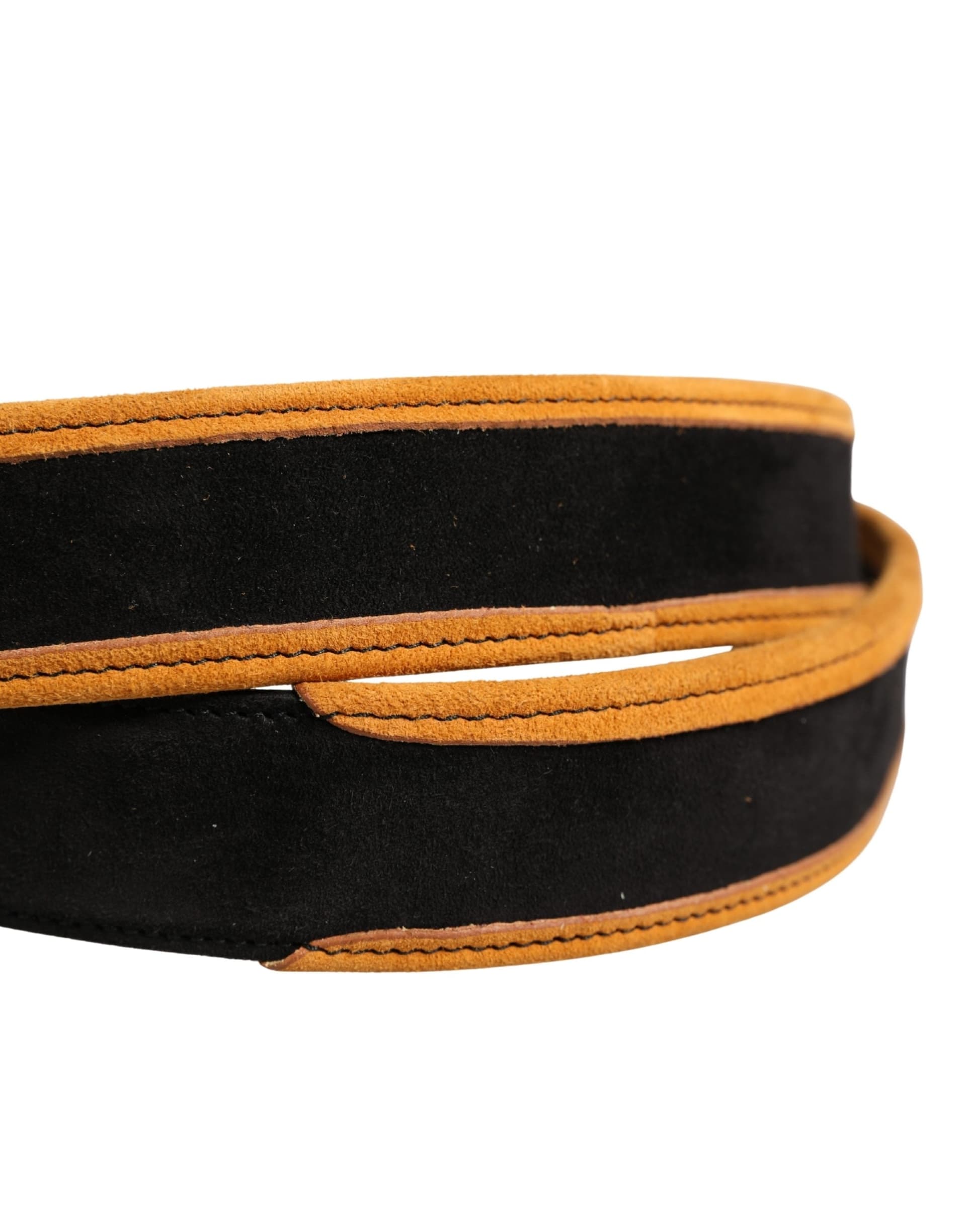 Dolce & Gabbana Men Black Orange Polyester Metal Buckle Belt - 5