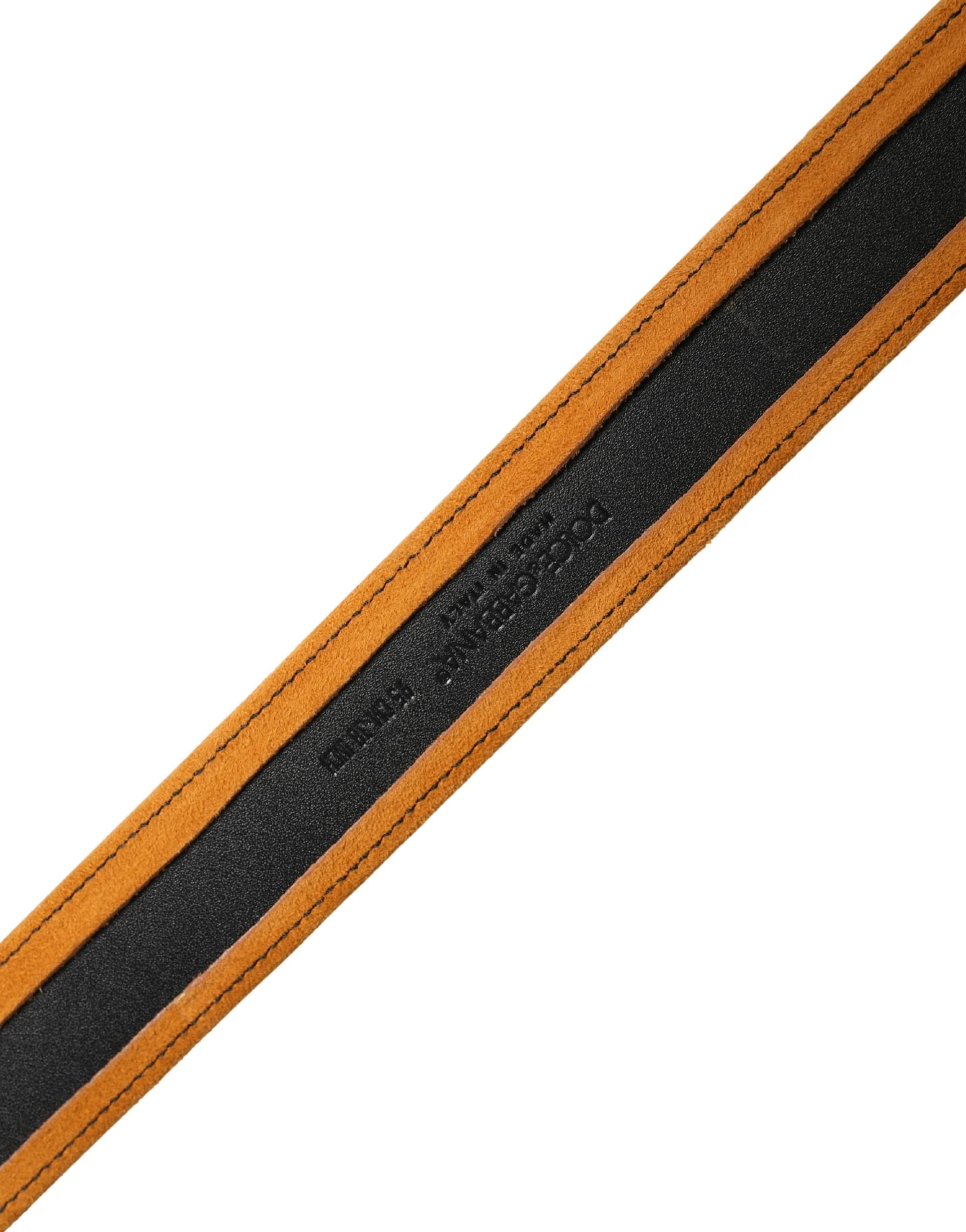 Dolce & Gabbana Men Black Orange Polyester Metal Buckle Belt - 6