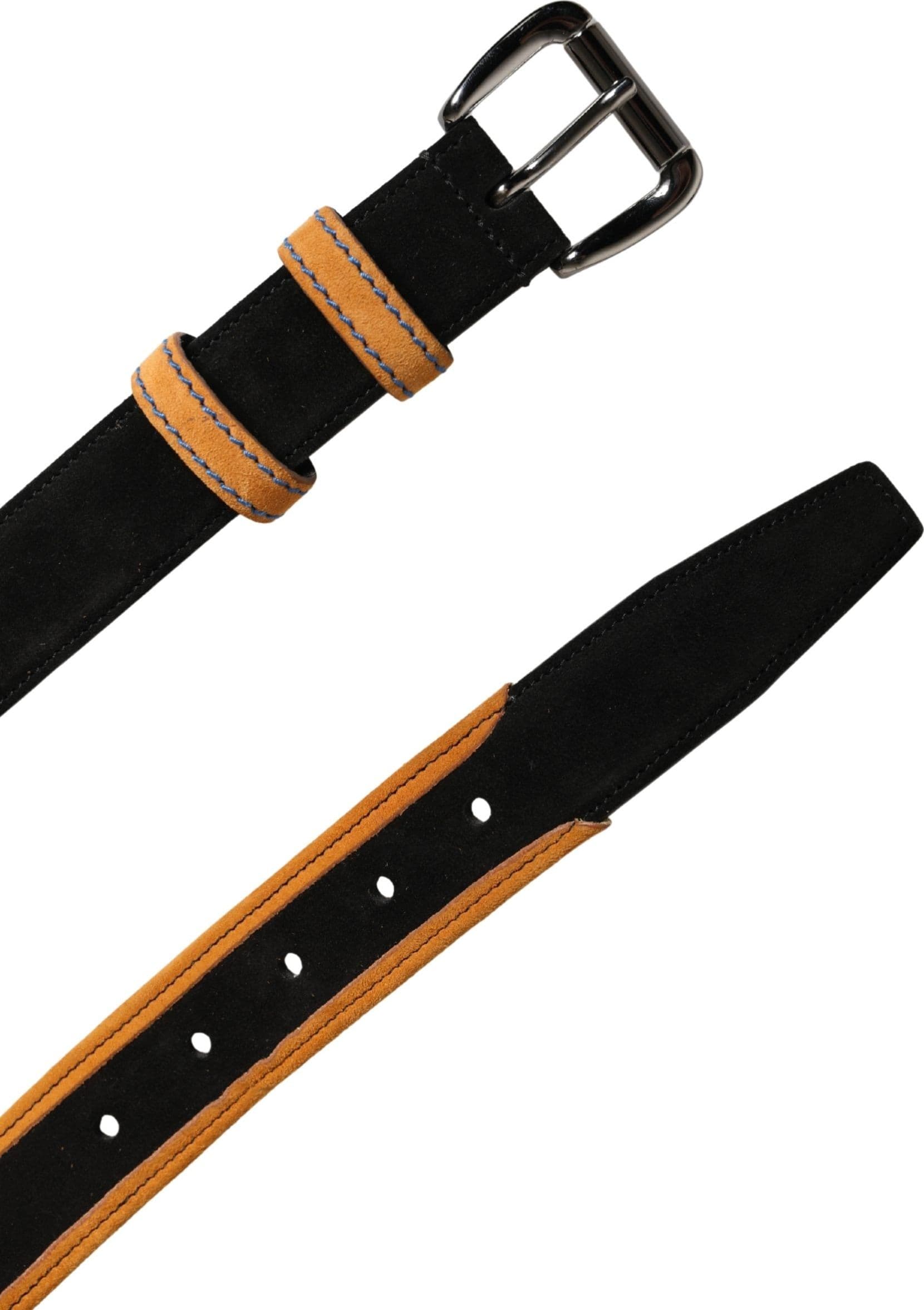Dolce & Gabbana Men Black Orange Polyester Metal Buckle Belt - 7