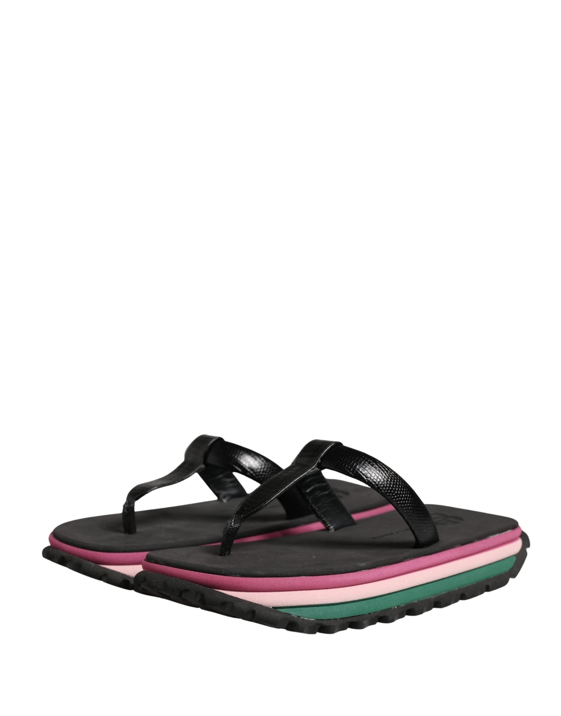 Dolce & Gabbana Multicolor Rubber Chunky Flip Flop Shoes - 3