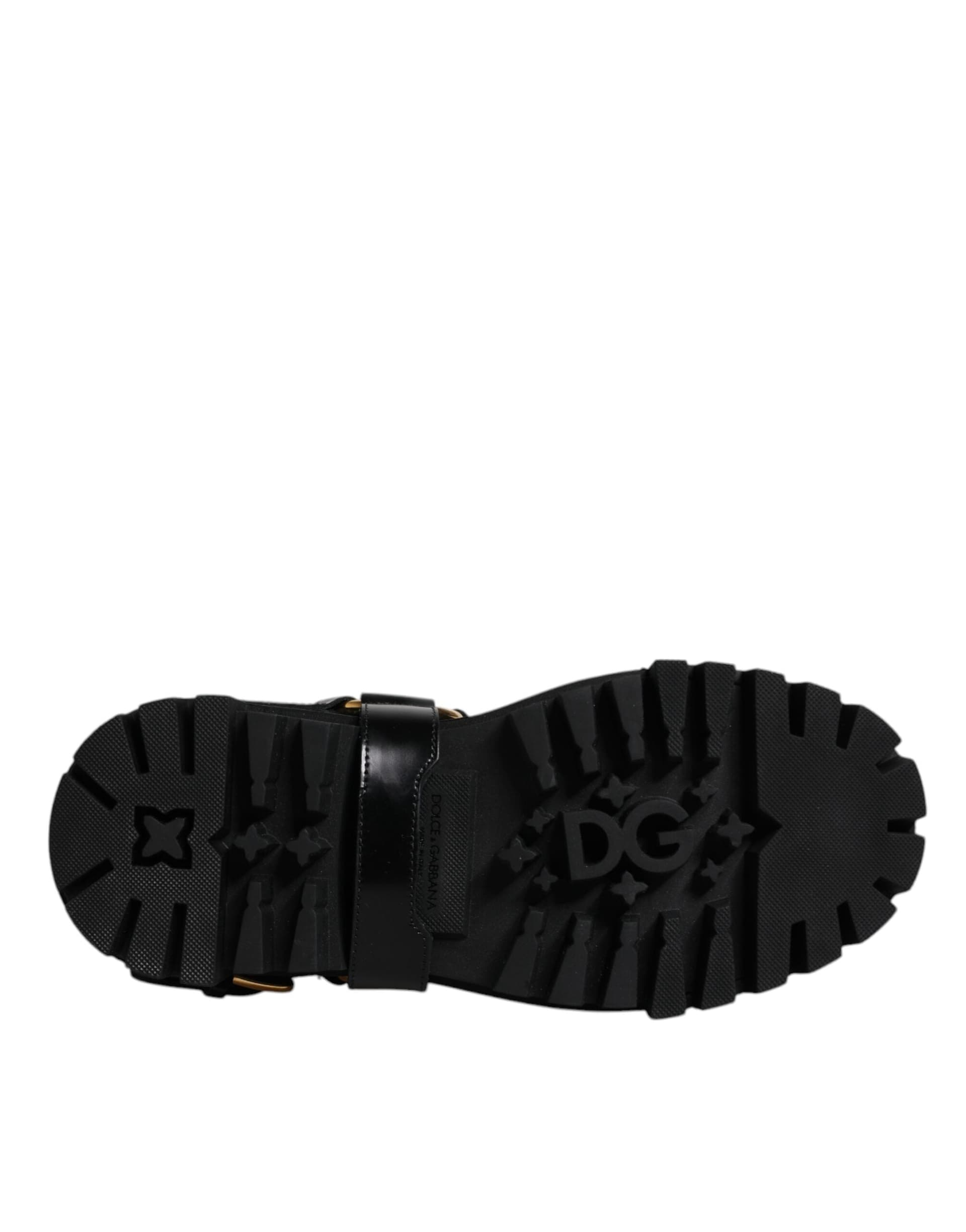 Dolce & Gabbana Black Leather Slip On Stretch Trekking Boots Shoes - 8