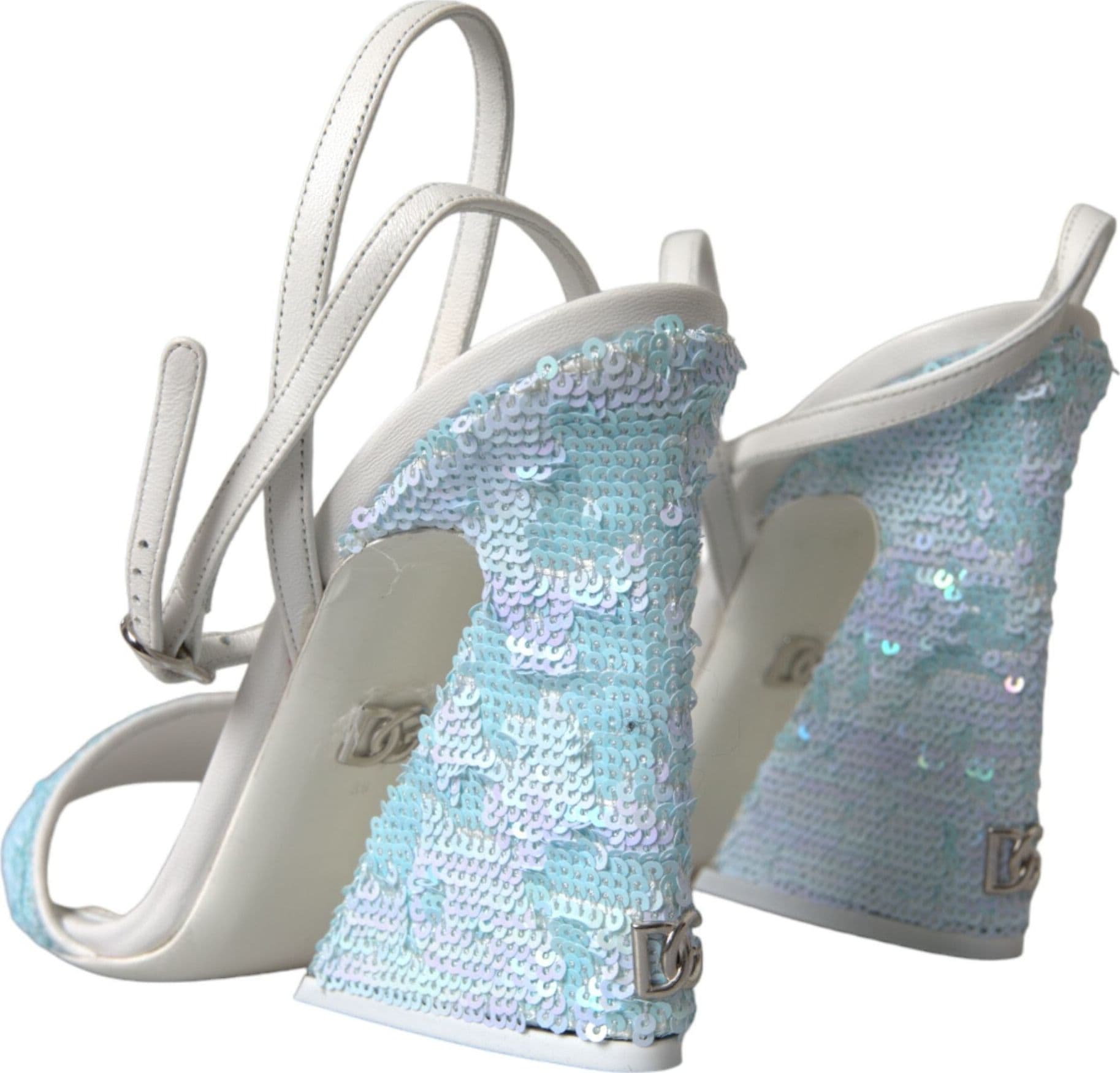 Dolce & Gabbana Light Blue Sequin Ankle Strap Sandals Shoes - 3