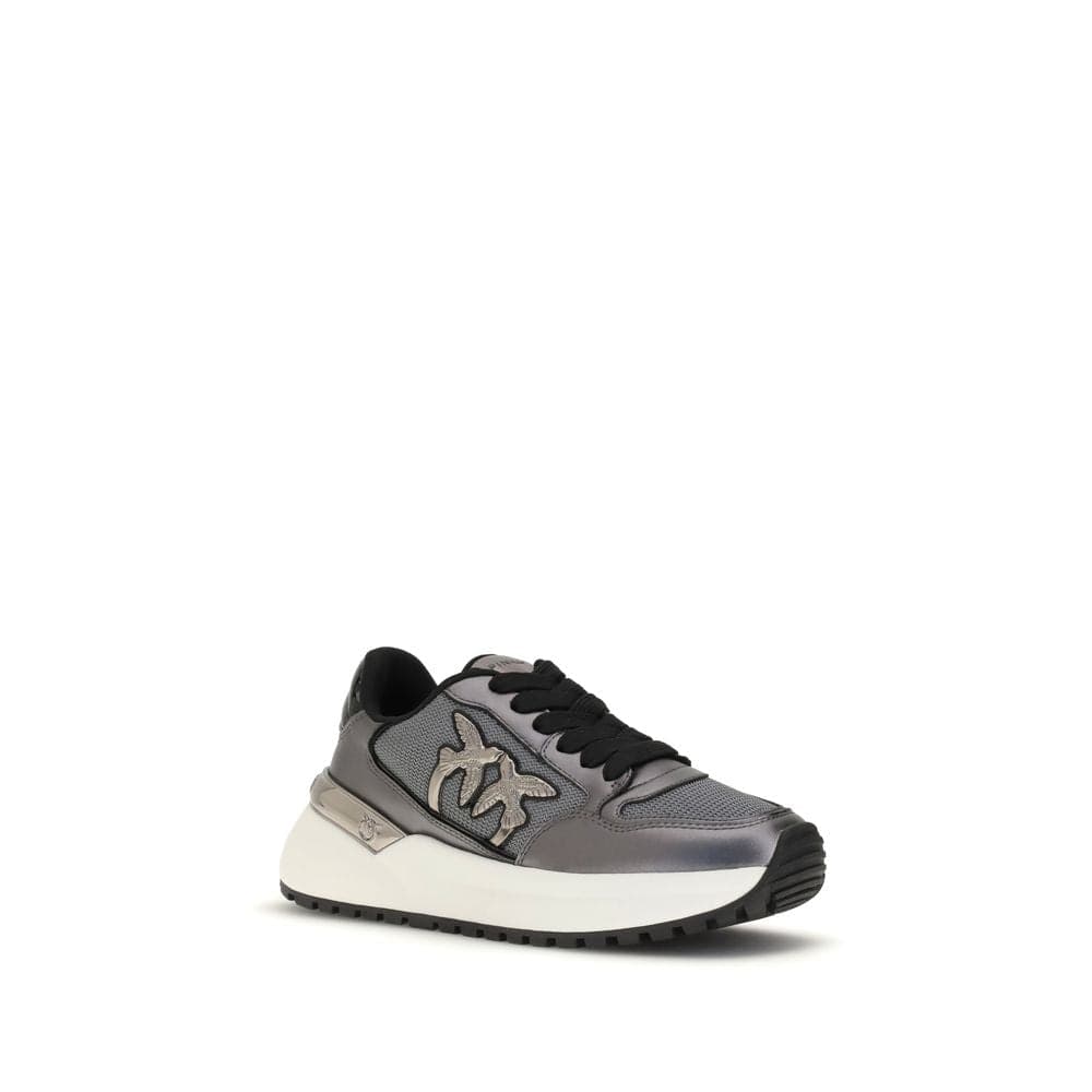 PINKO Gray Calf Leather Bos Taurus Athletic Sneakers - 2