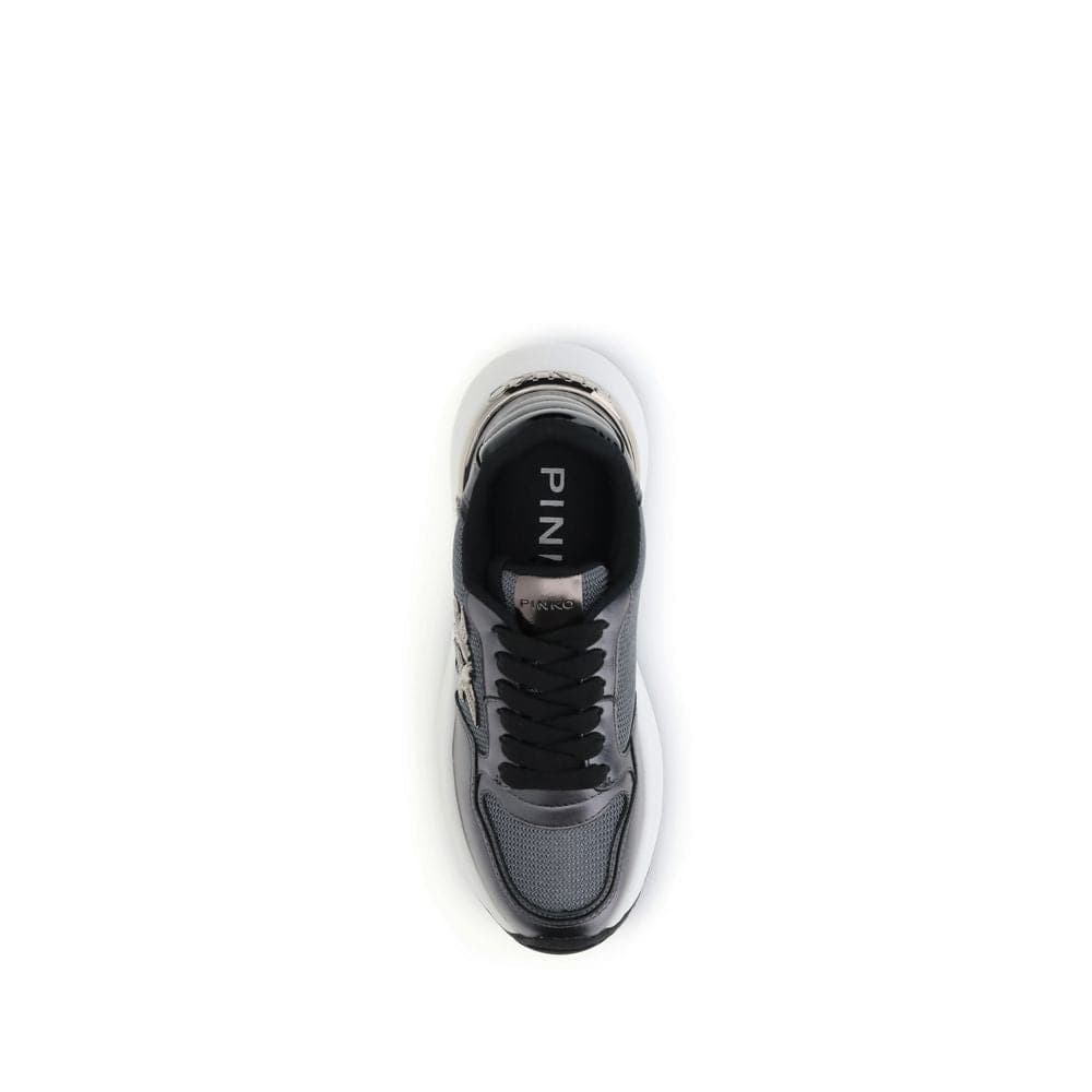 PINKO Gray Calf Leather Bos Taurus Athletic Sneakers - 4