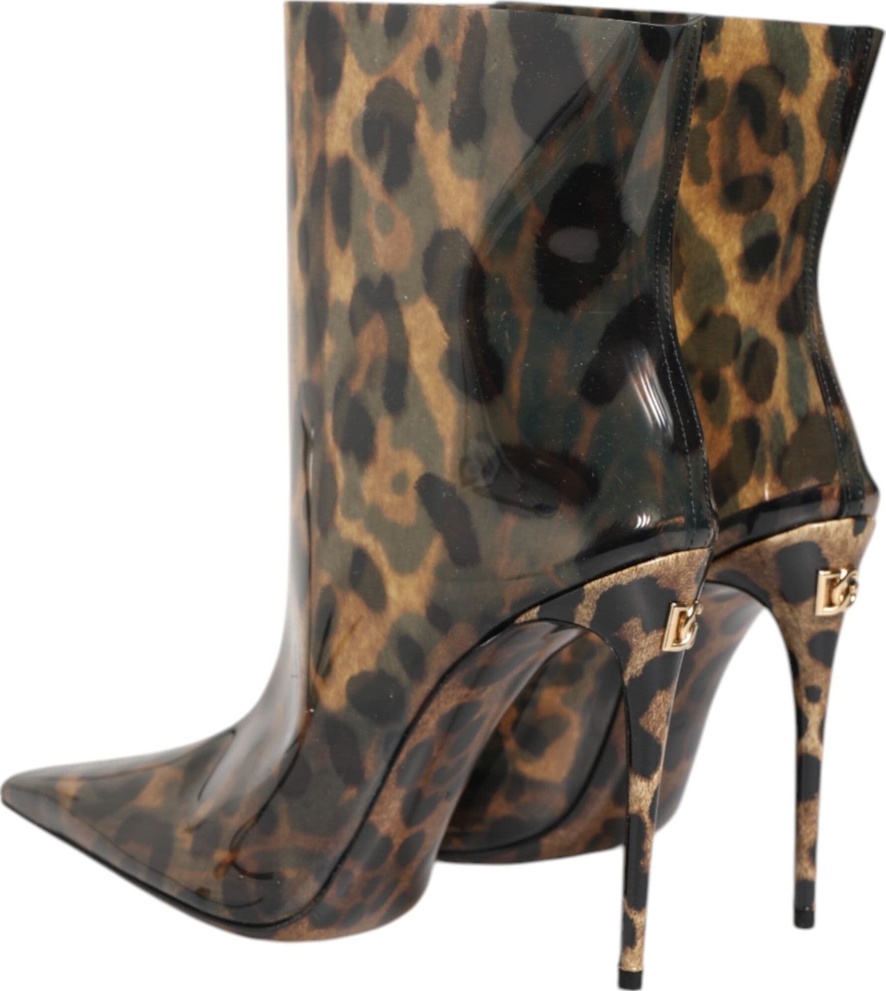 Dolce & Gabbana Leopard Print PVC Pointed Toe Boots Shoes - 4