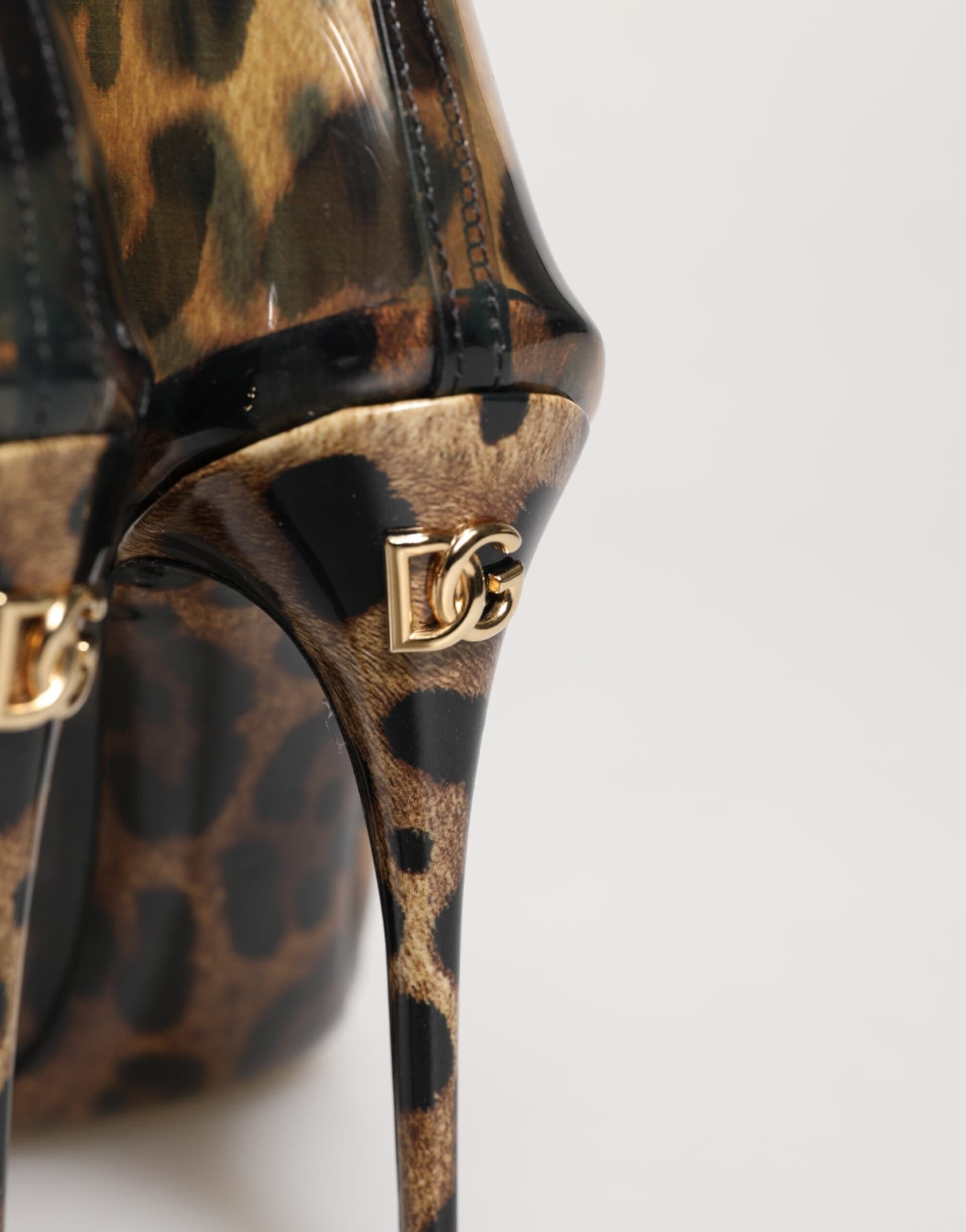 Dolce & Gabbana Leopard Print PVC Pointed Toe Boots Shoes - 5