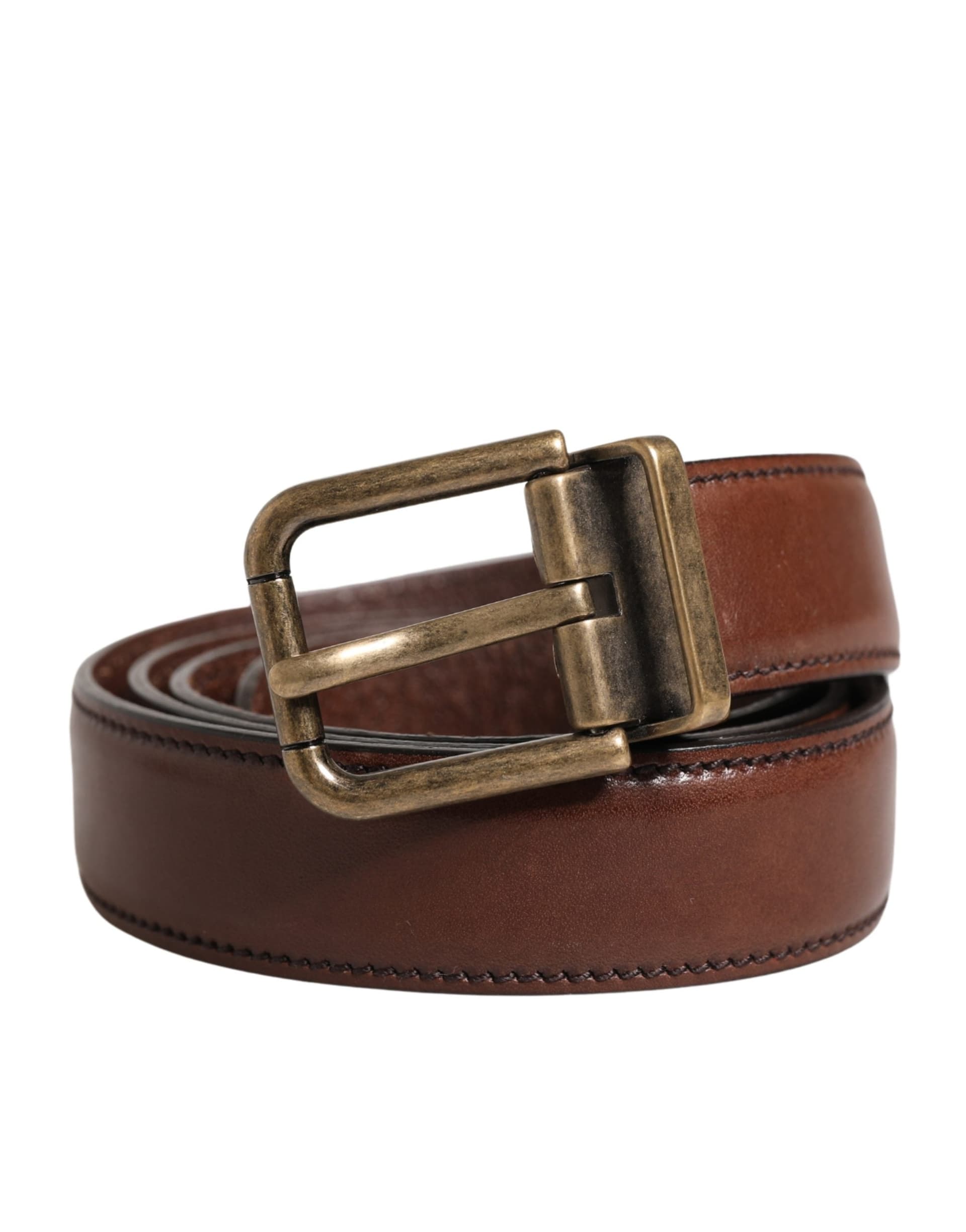 Dolce & Gabbana Men Brown Classic Leather Metal Buckle Belt - 2
