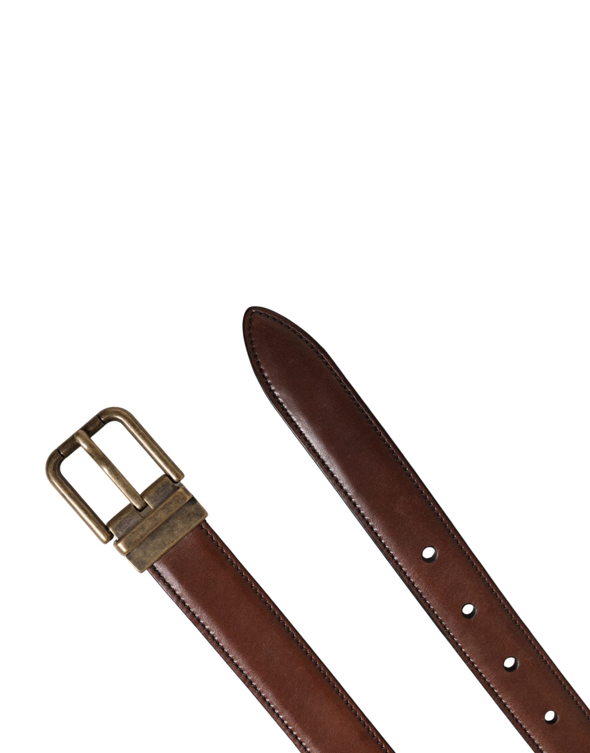 Dolce & Gabbana Men Brown Classic Leather Metal Buckle Belt - 7