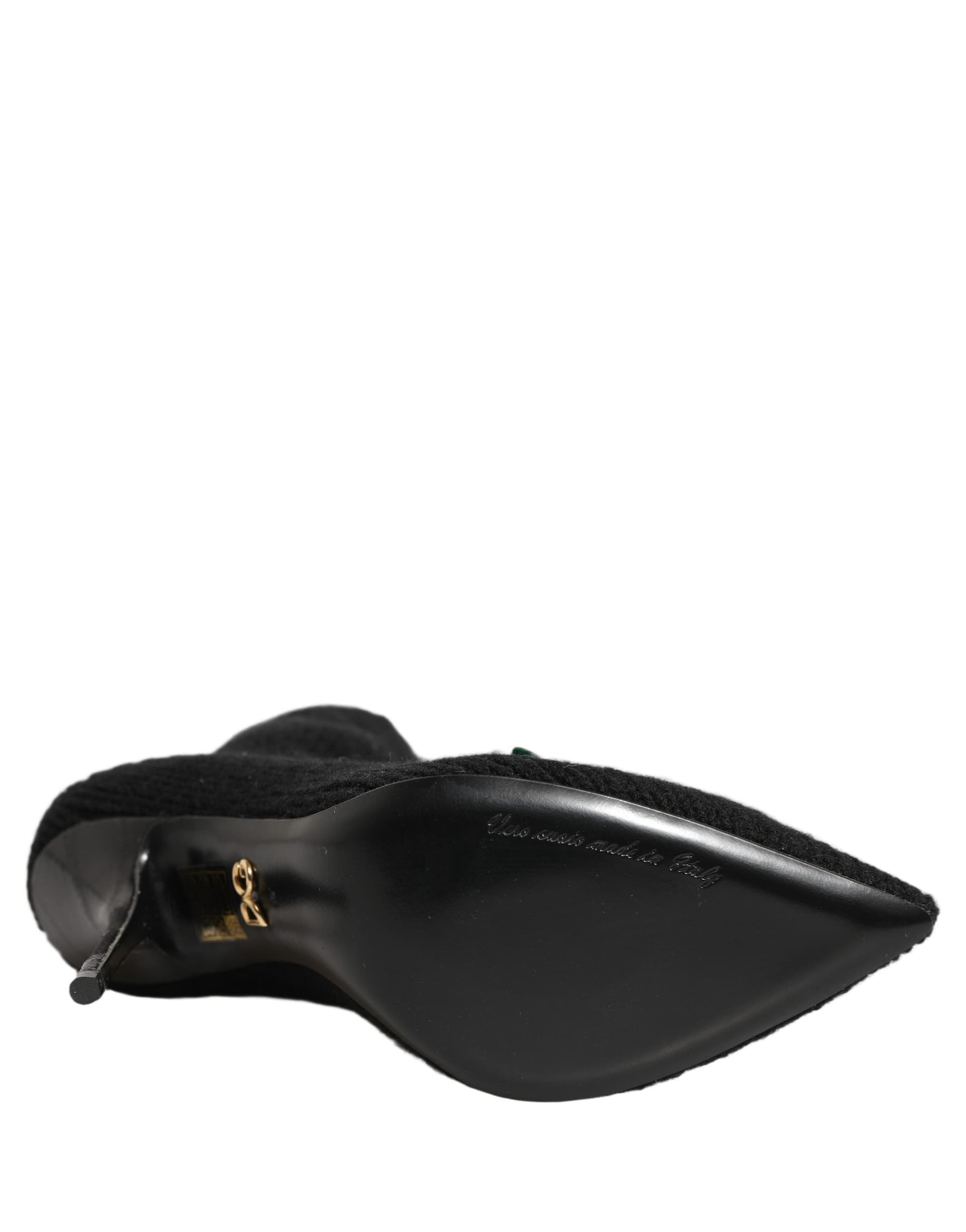 Dolce & Gabbana Black Stiletto Heels Mid Calf Boots Shoes - 2