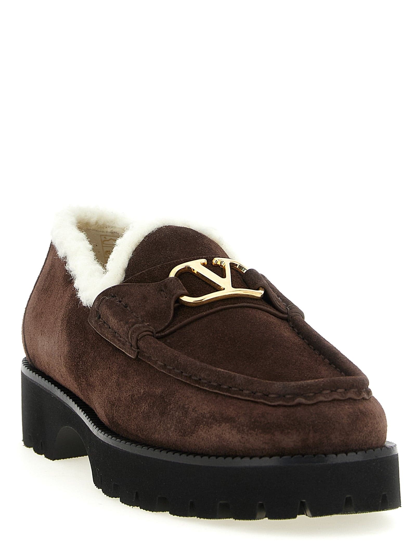 Valentino Garavani Brown Calfskin Slip-On Loafers - 2