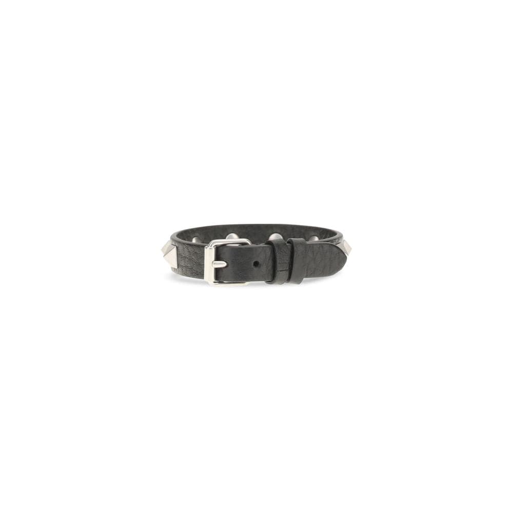 Valentino Garavani Black Calf Leather Bos Taurus Bracelet - 2