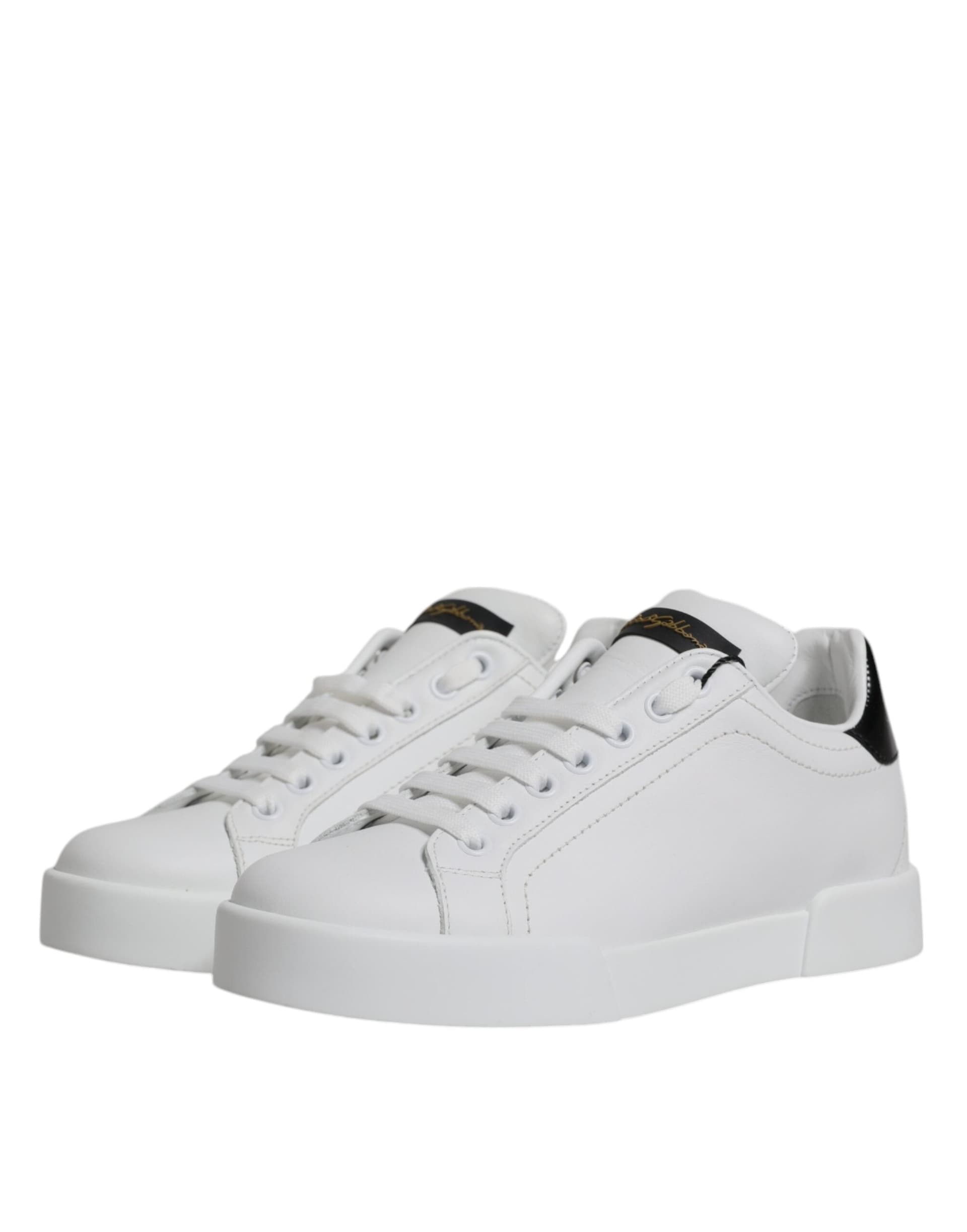 Dolce & Gabbana White Leather Classic Low Top Sneakers Shoes - 3