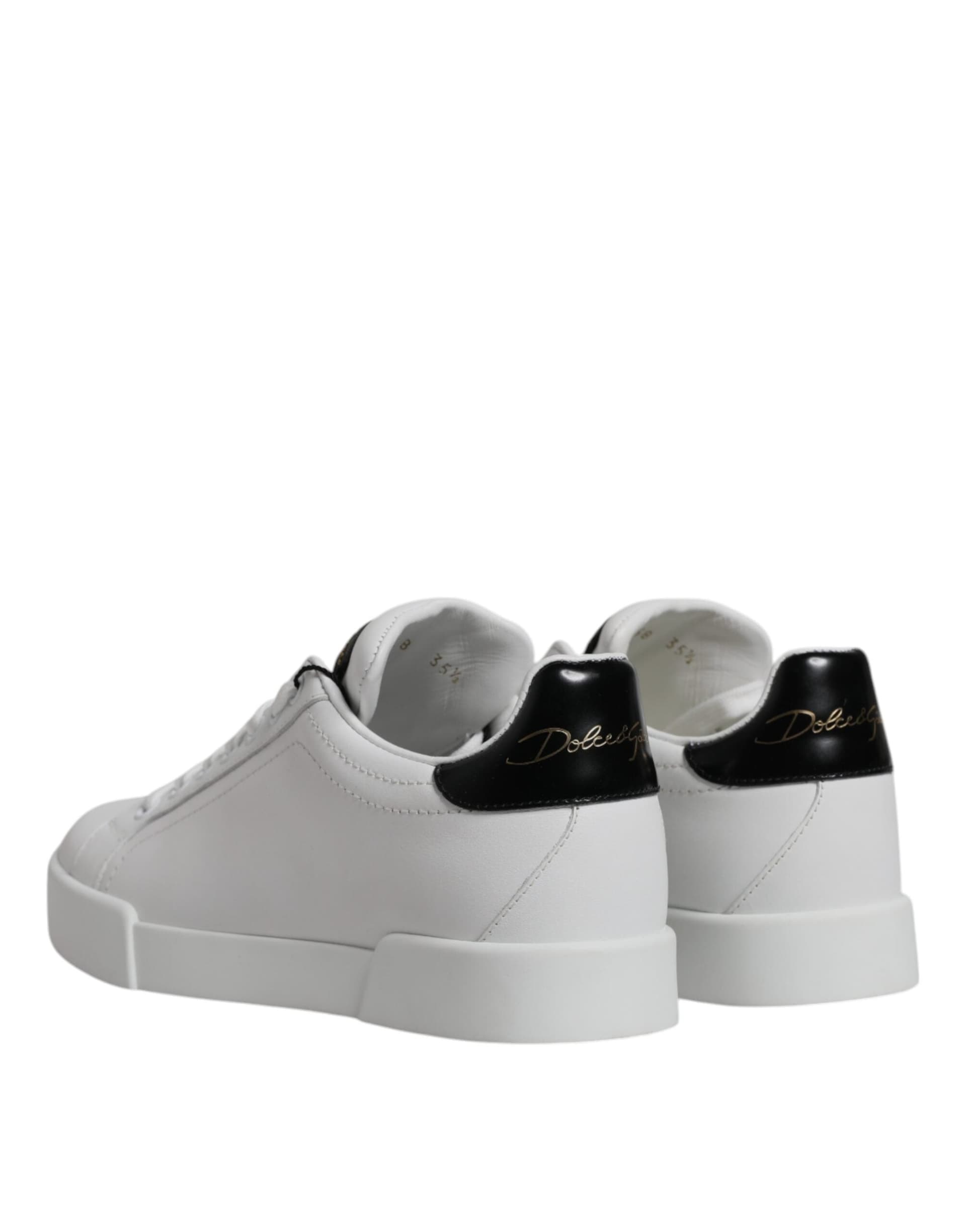 Dolce & Gabbana White Leather Classic Low Top Sneakers Shoes - 4