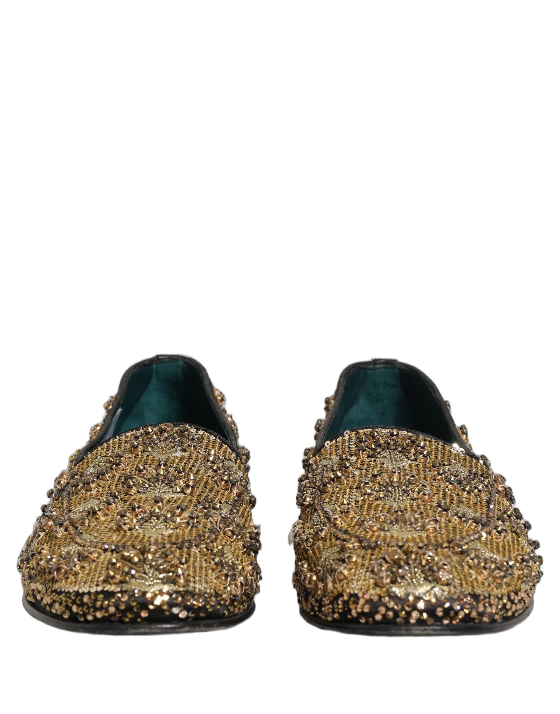 Dolce & Gabbana Gold Sequin Embellished Dress Loafers Shoes - 2