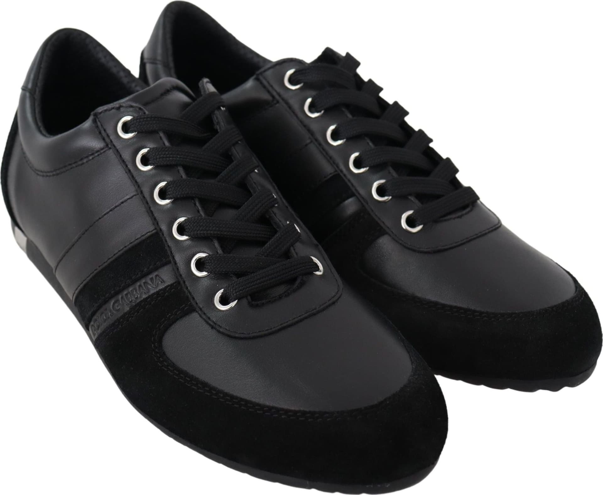 Dolce & Gabbana Black Logo Leather Casual Sneakers Shoes - 6